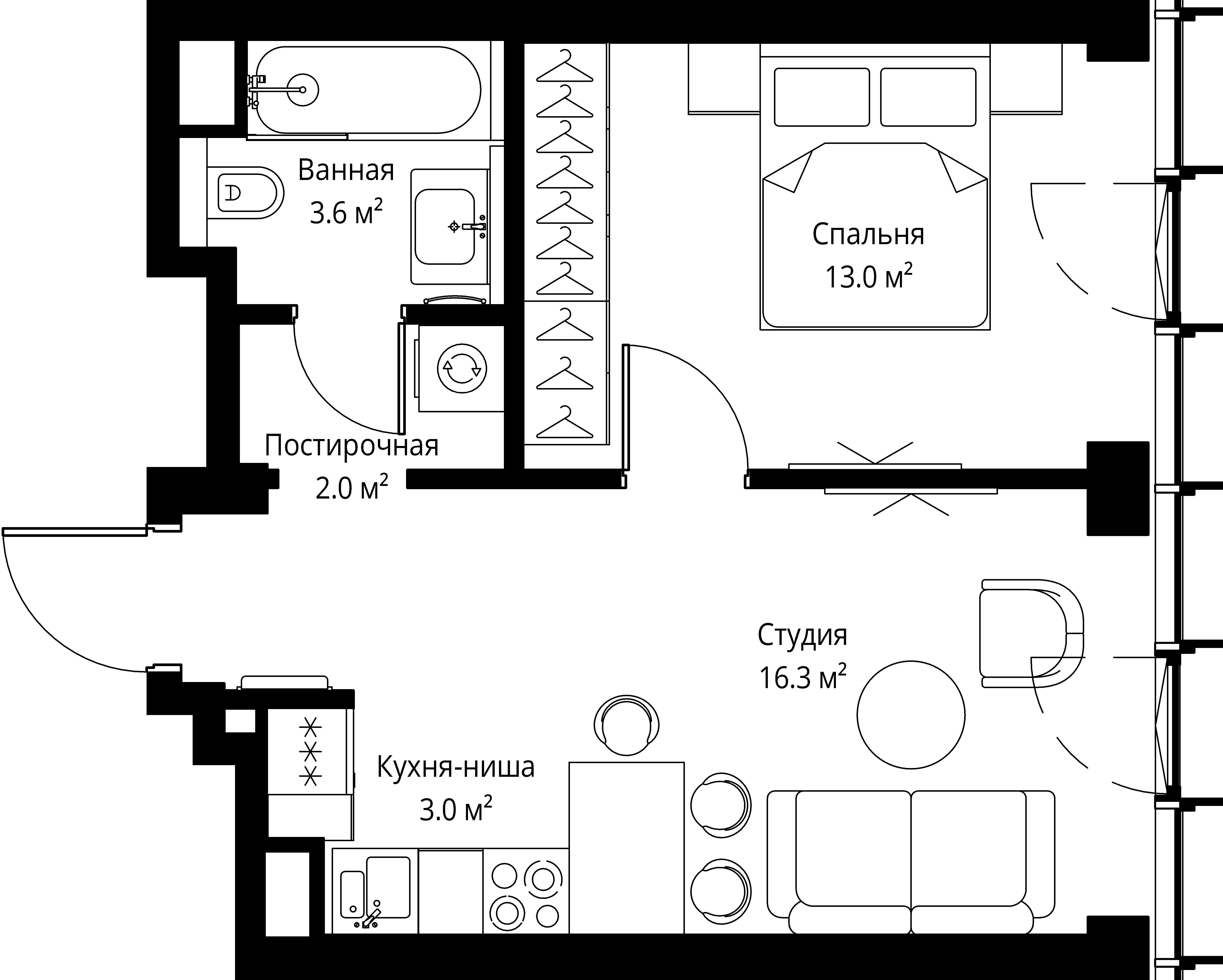 1-комнатная, 37,9 м² — 27 141 137 ₽