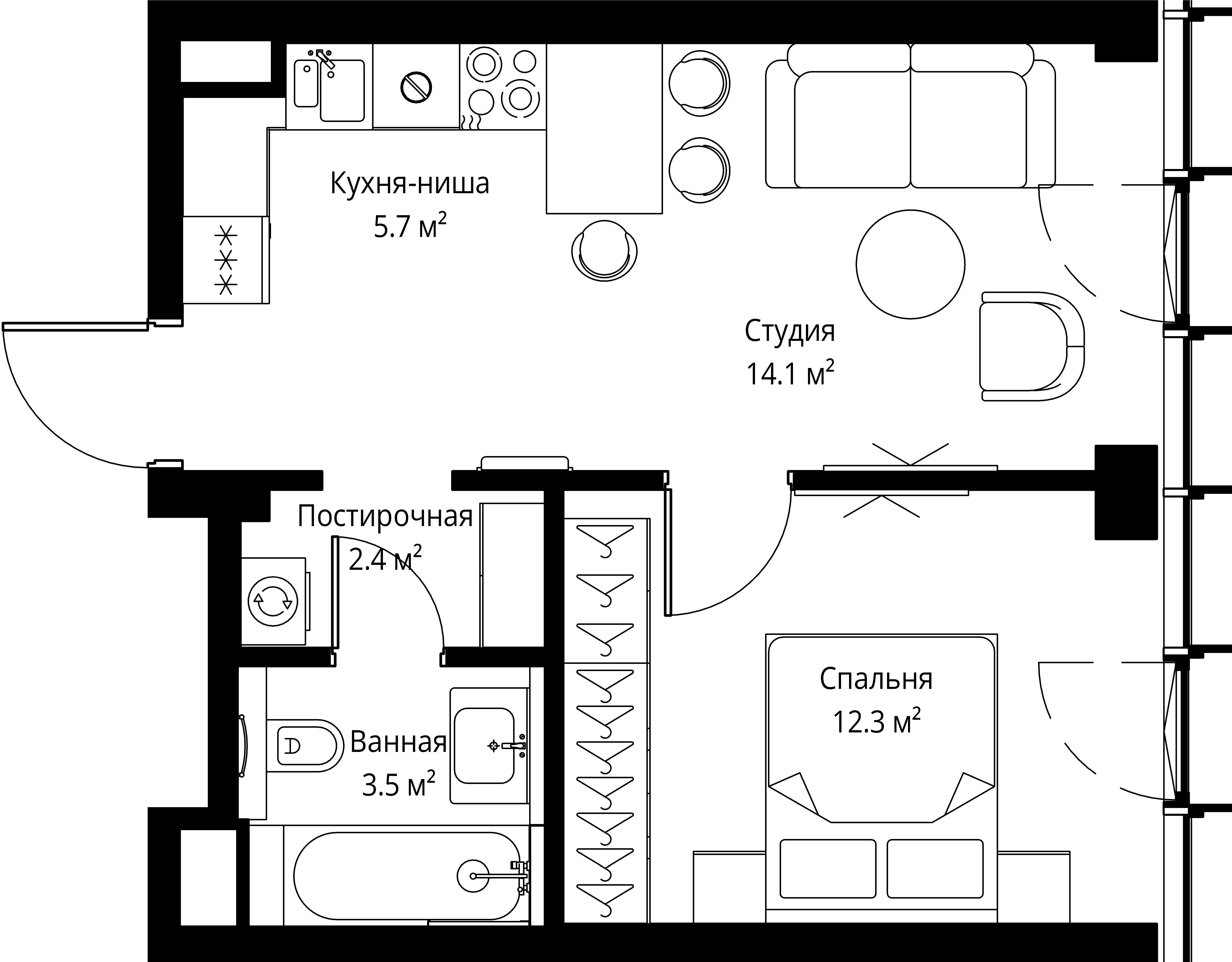 1-комнатная, 38 м² — 27 180 450 ₽