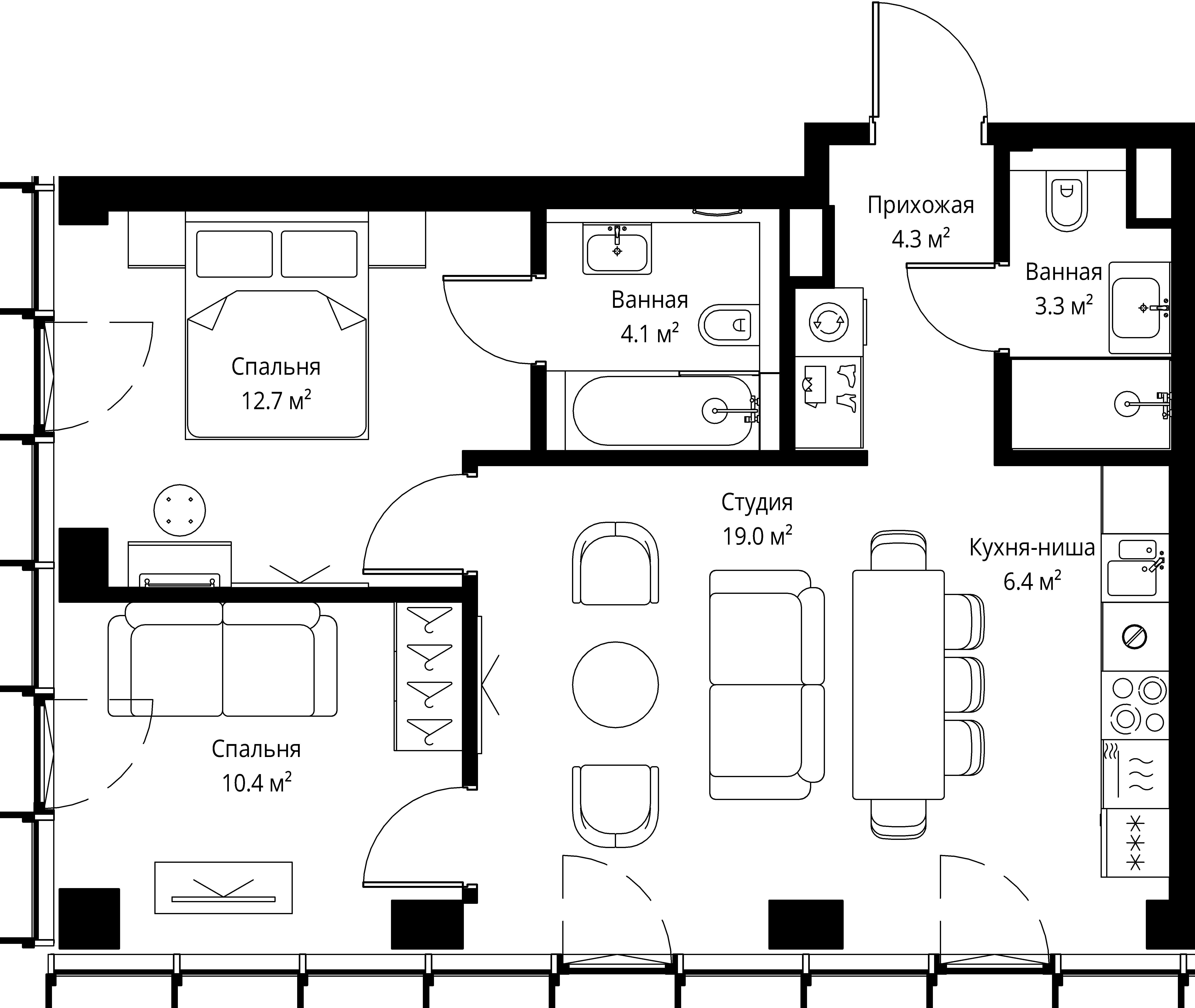 2-комнатная, 60,2 м² — 37 579 248 ₽