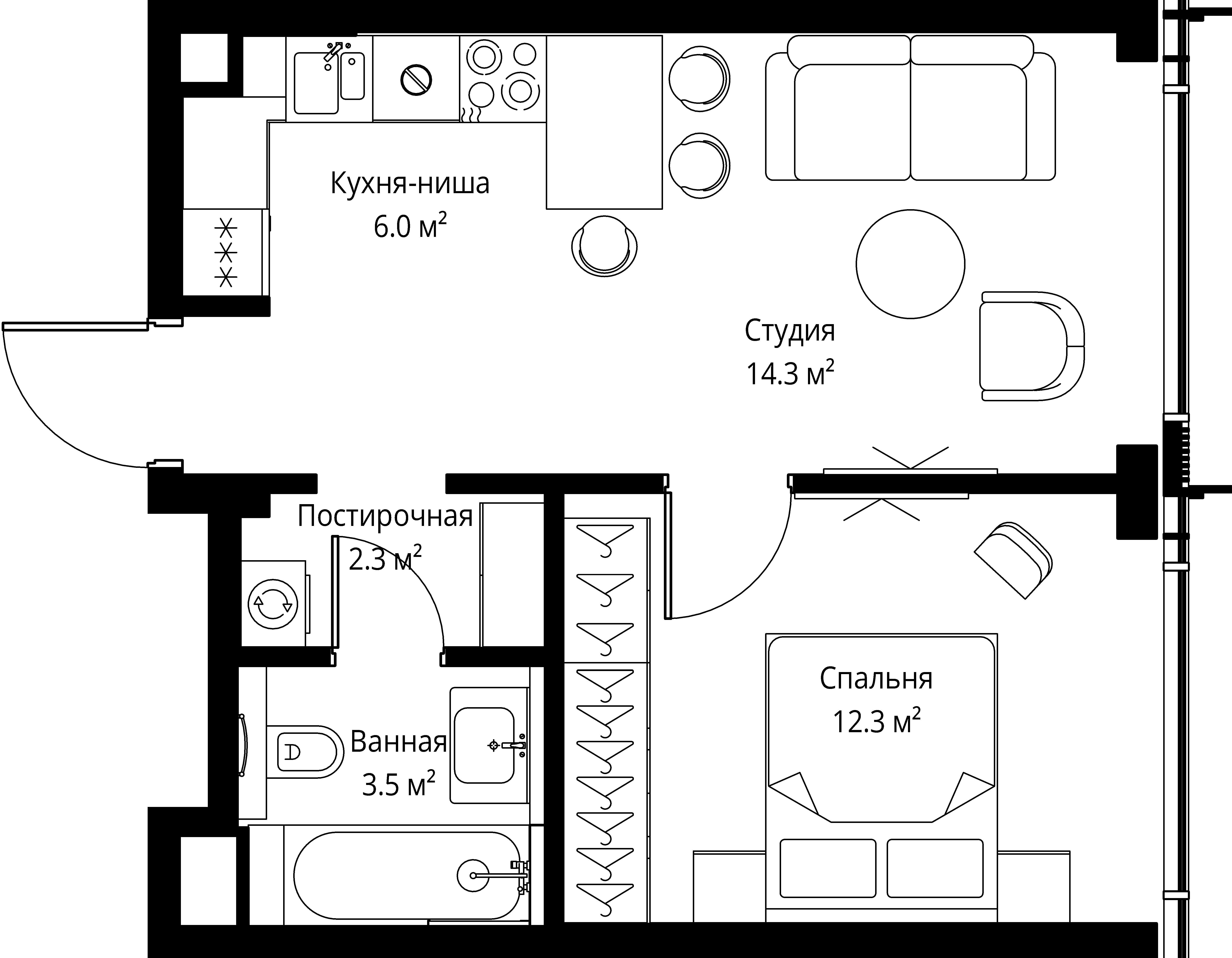 1-комнатная, 38,4 м² — 37 618 176 ₽