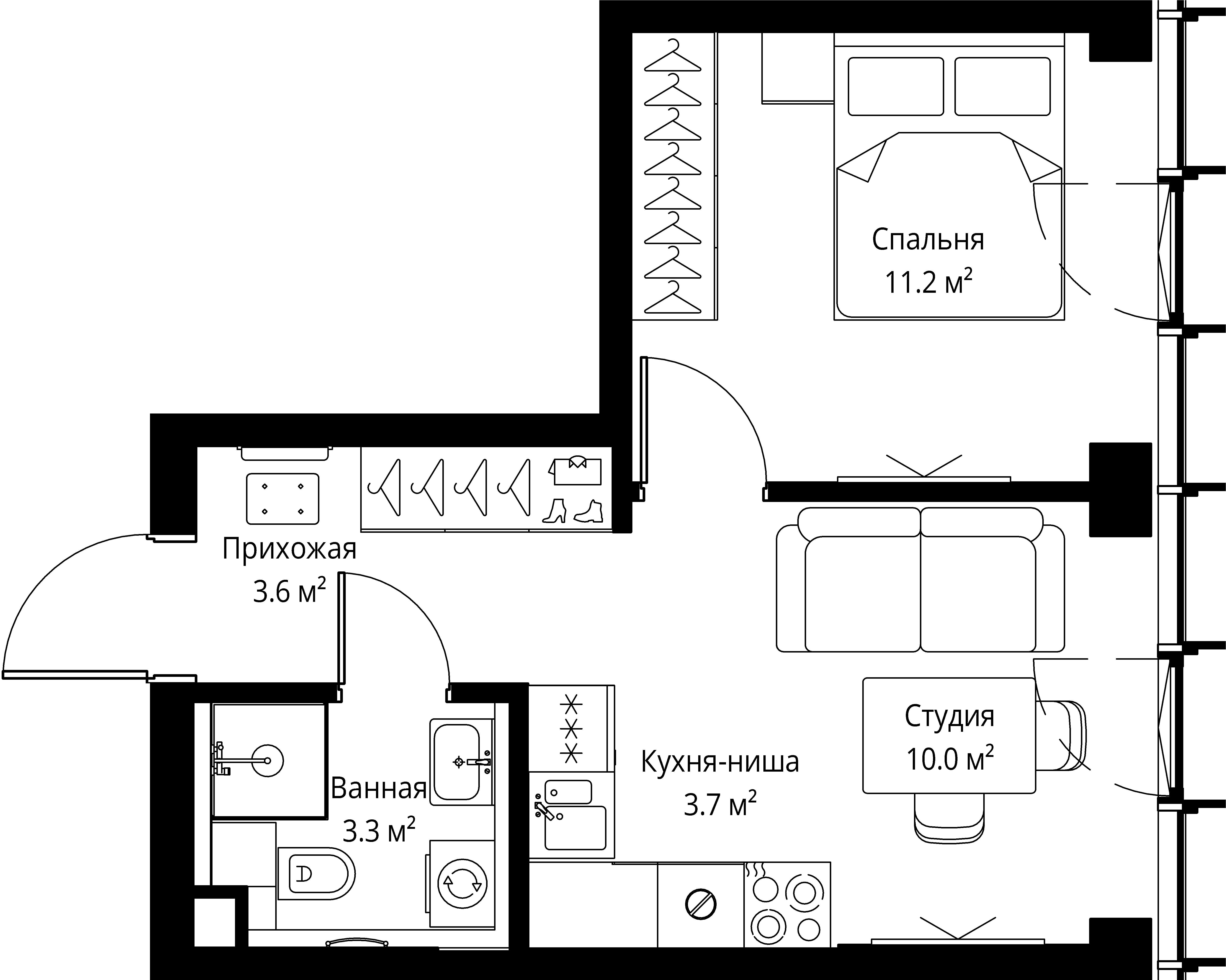 1-комнатная, 31,8 м² — 25 970 424 ₽