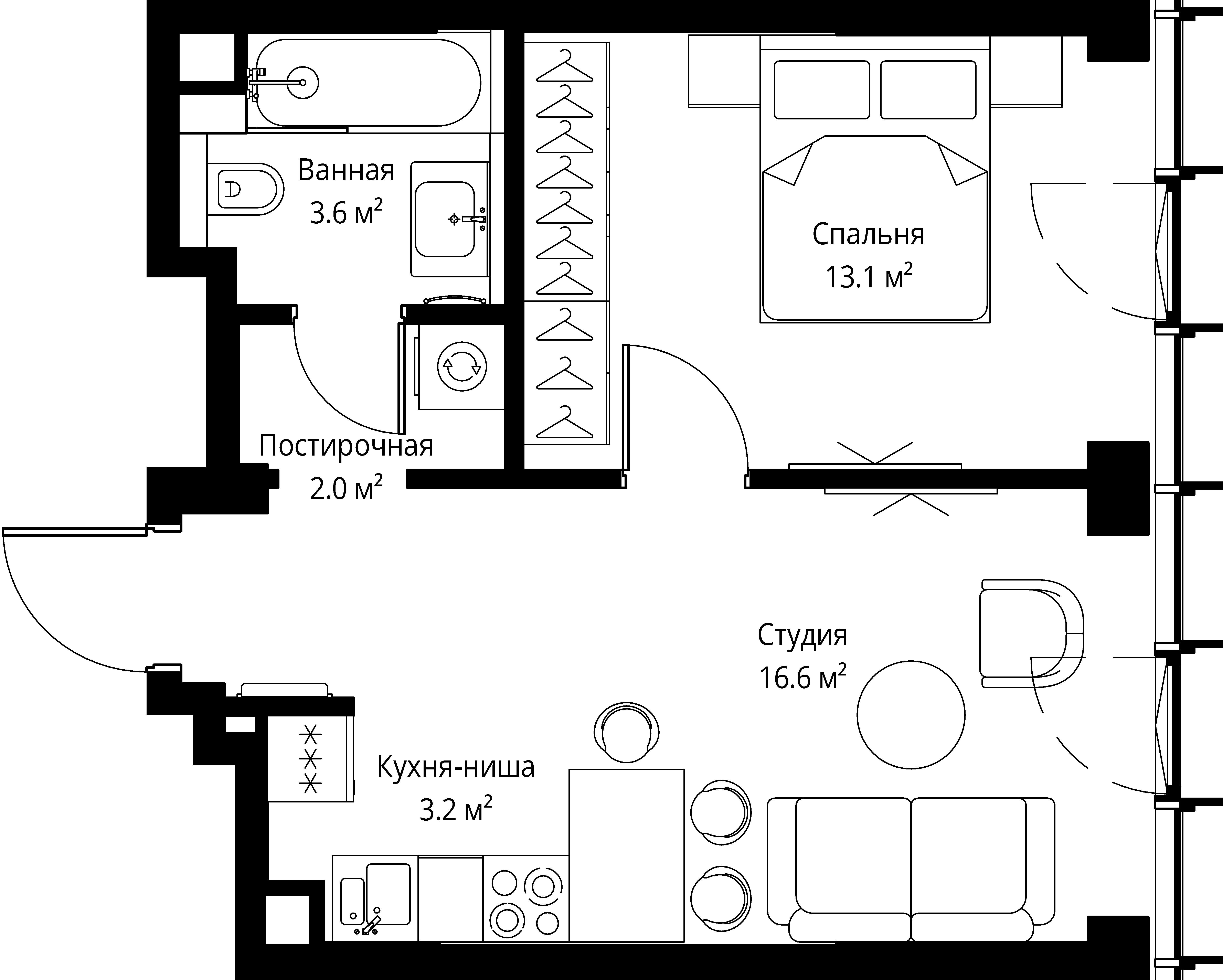 1-комнатная, 38,5 м² — 31 897 057 ₽