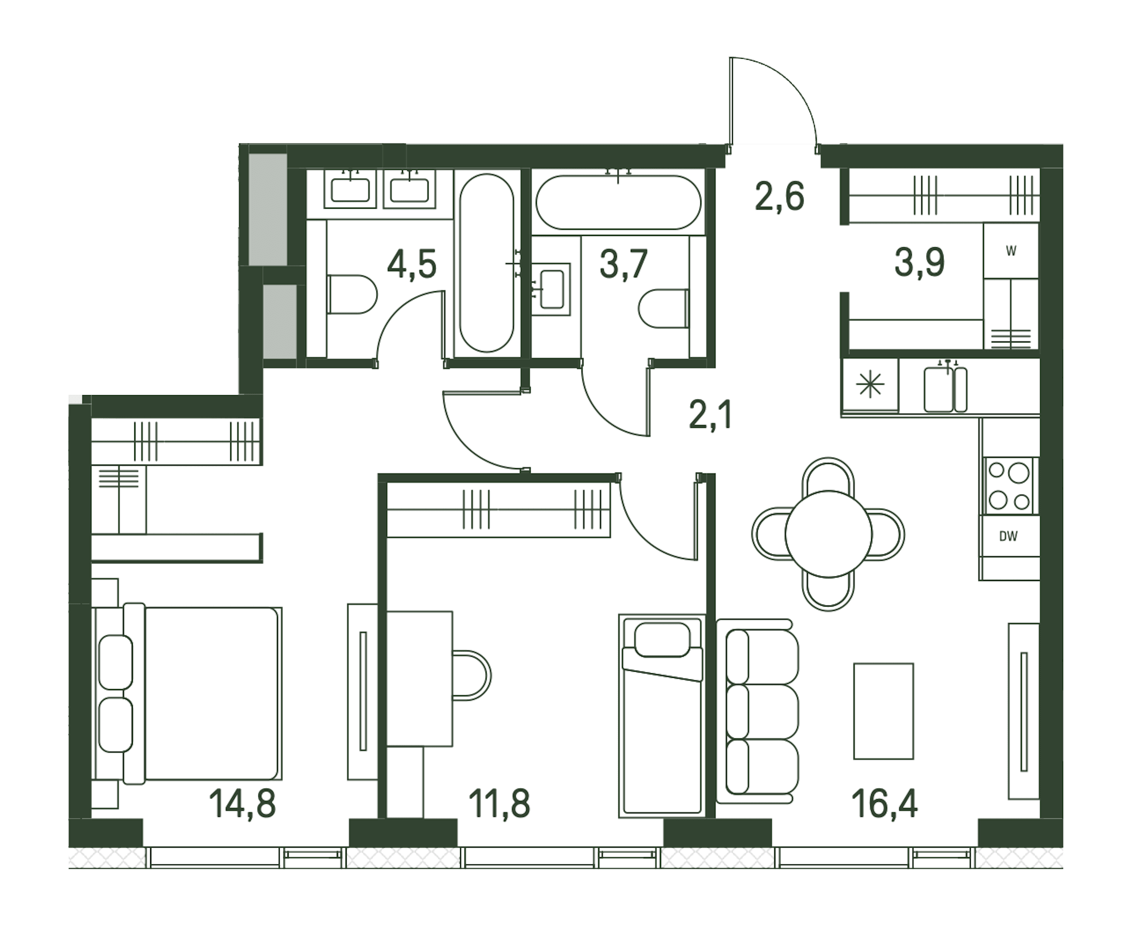 2-комнатная, 59,8 м² — 43 061 980 ₽