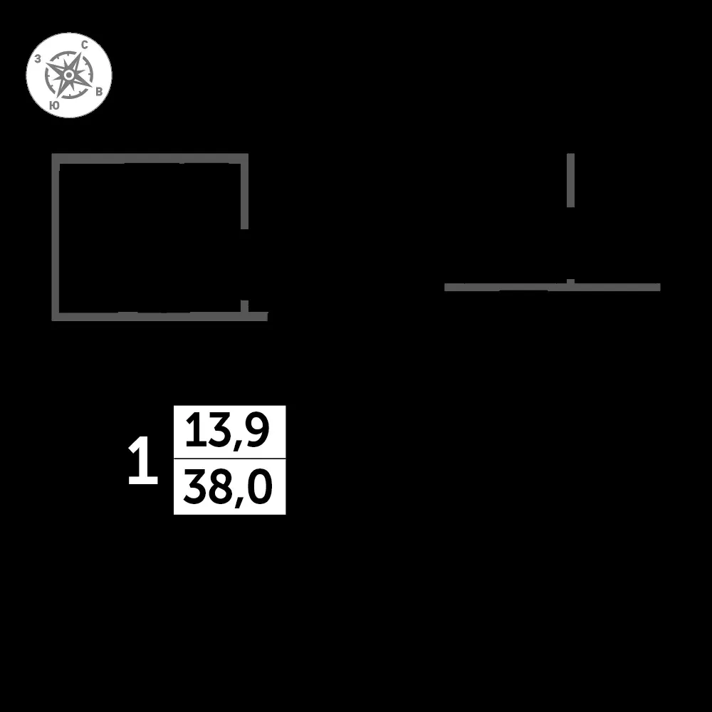 1-комнатная, 38,4 м² — 11 159 616 ₽
