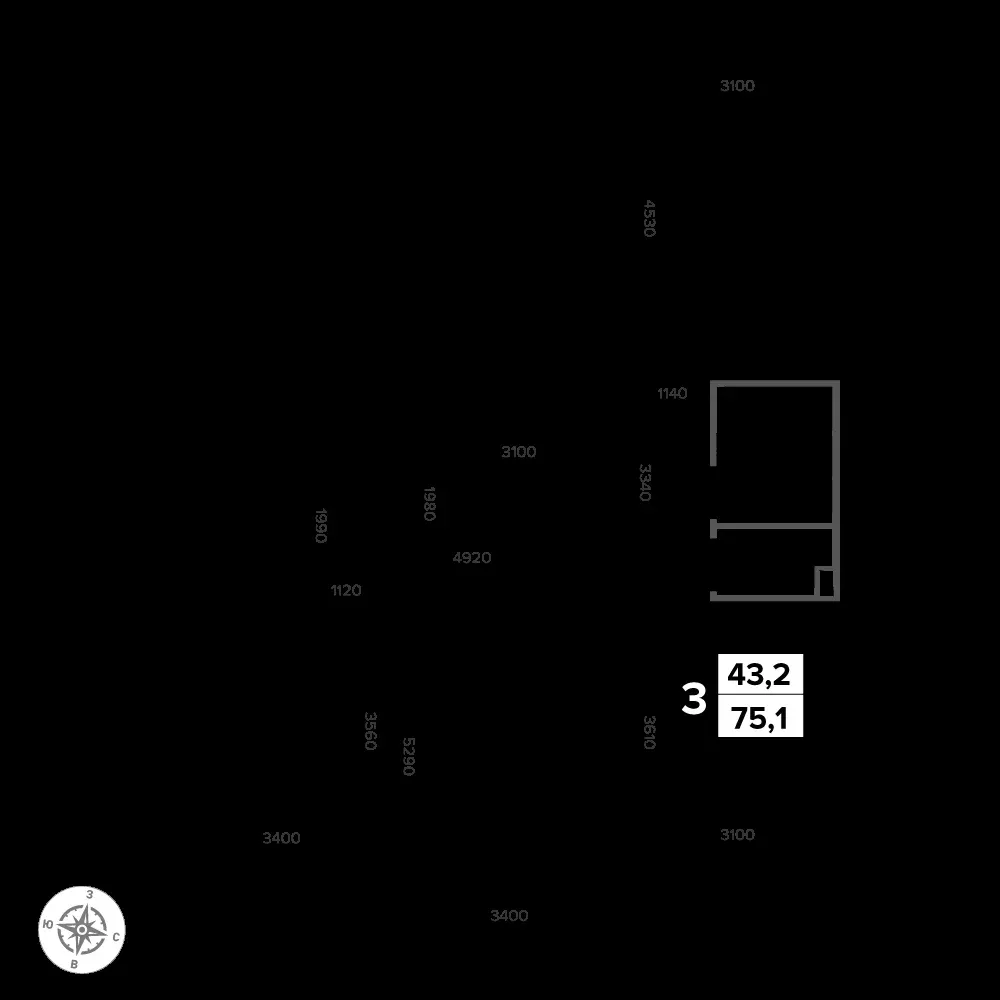 3-комнатная, 76,1 м² — 16 902 191 ₽