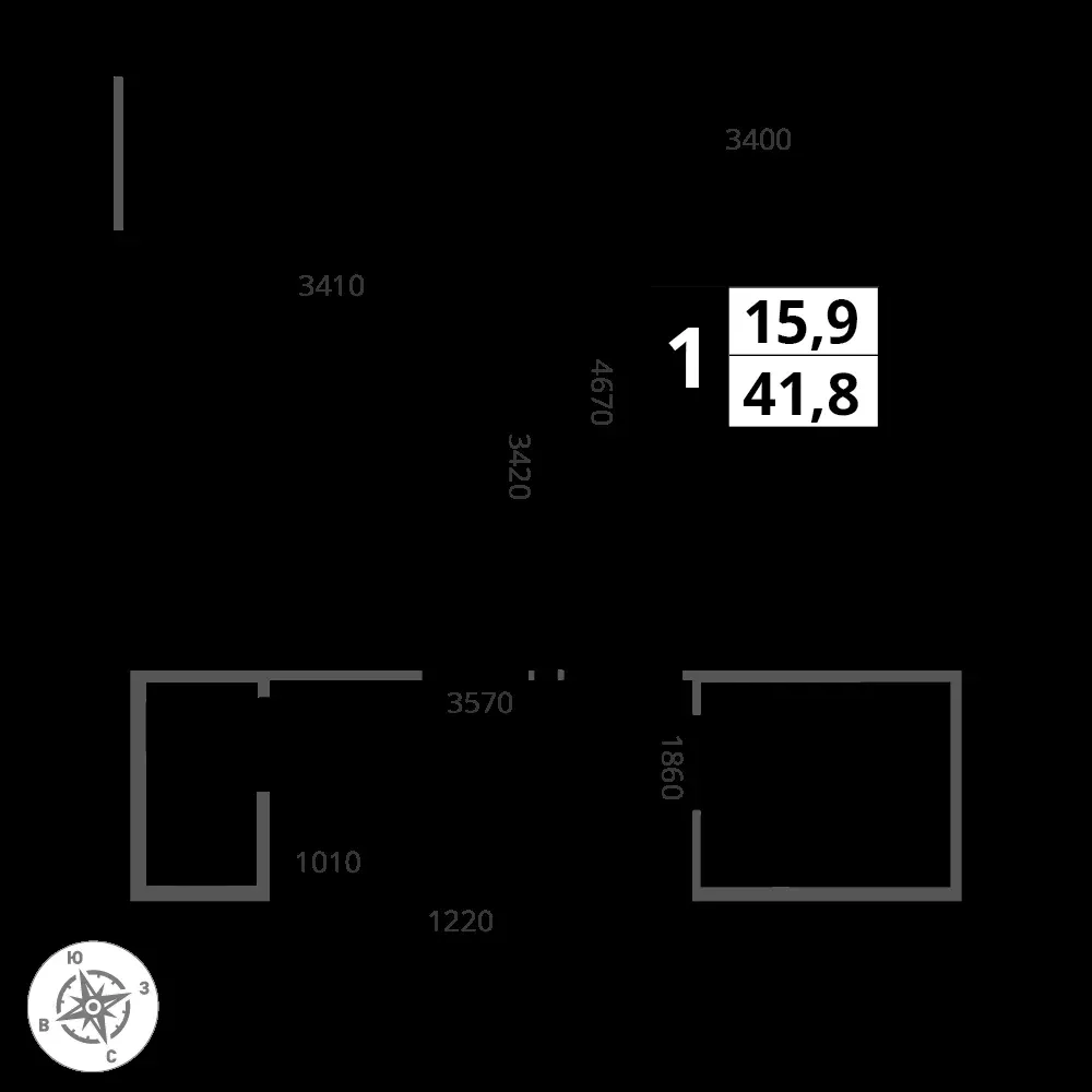 1-комнатная, 41,6 м² — 12 414 147 ₽