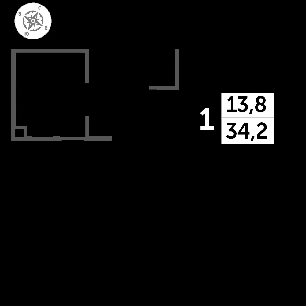 1-комнатная, 34,6 м² — 10 793 470 ₽