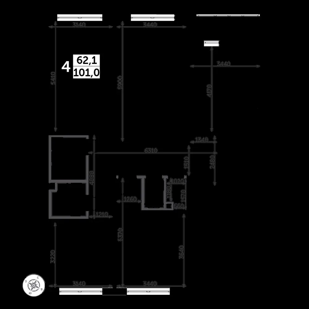 4-комнатная, 101,2 м² — 21 203 424 ₽