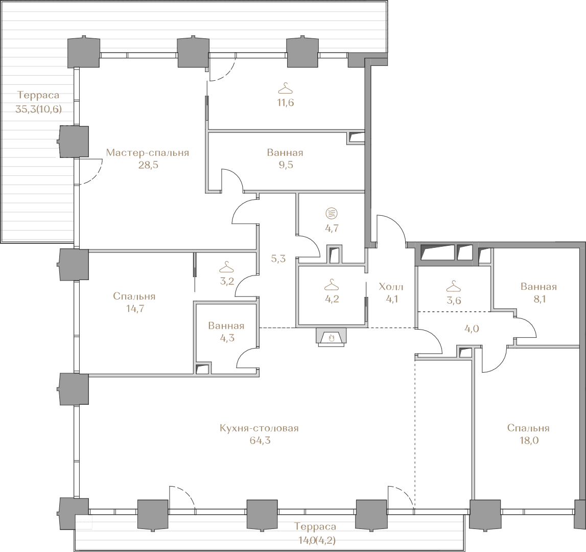3-комнатная, 202,9 м² — 771 020 000 ₽