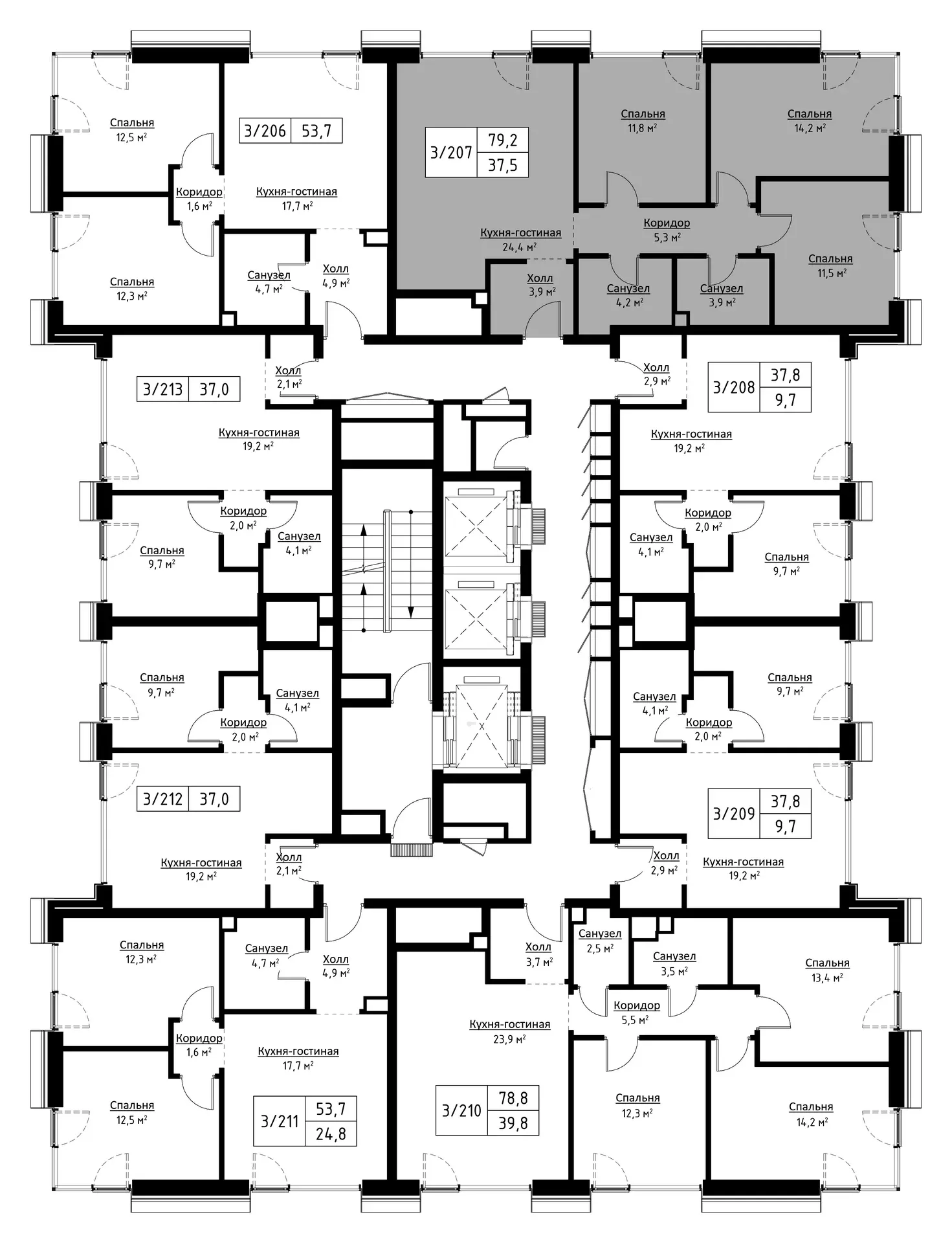 3-комнатная, 78,2 м² — 34 250 270 ₽