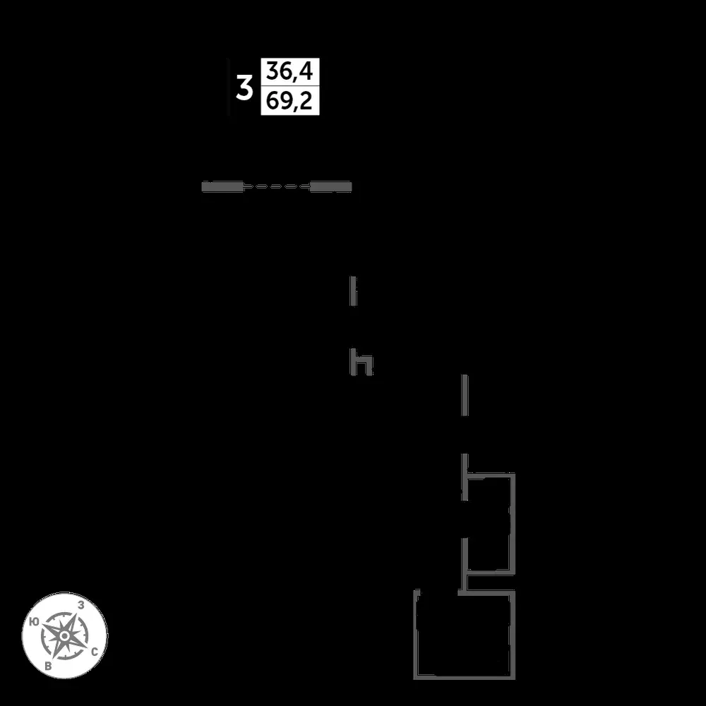 3-комнатная, 70,3 м² — 15 631 908 ₽