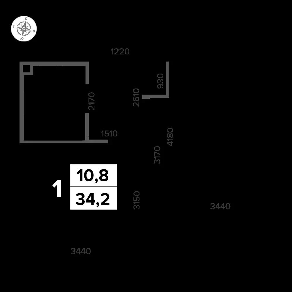 1-комнатная, 34,5 м² — 11 011 538 ₽