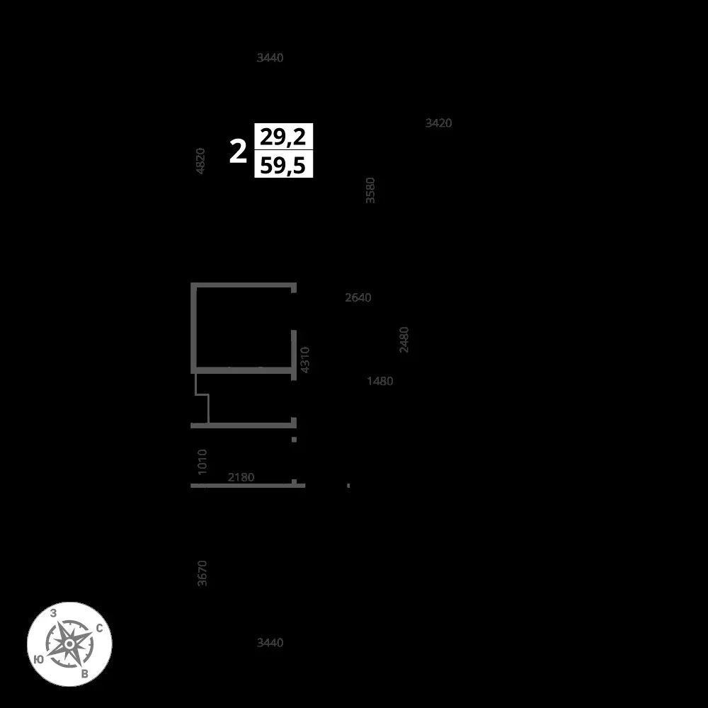 2-комнатная, 59,5 м² — 17 473 663 ₽