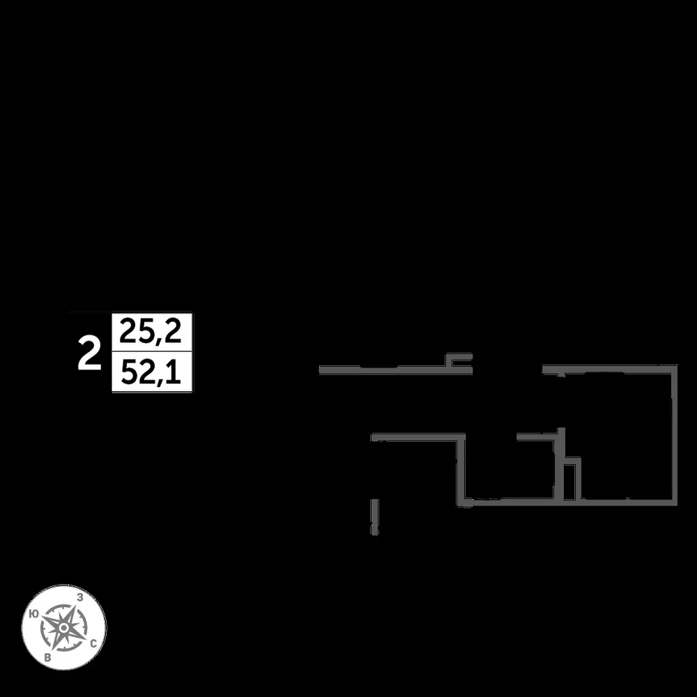 2-комнатная, 52,9 м² — 13 053 340 ₽
