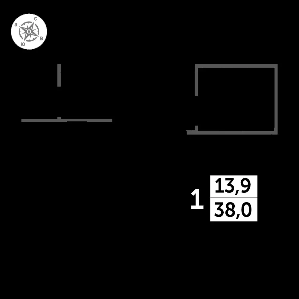 1-комнатная, 38,3 м² — 11 185 898 ₽