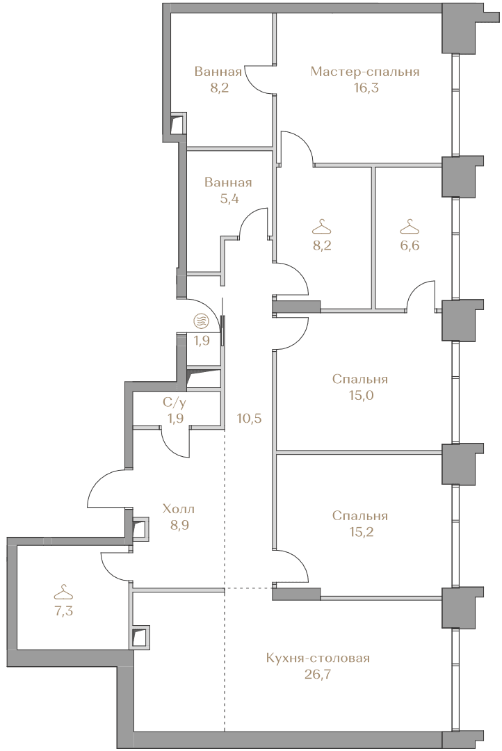 3-комнатная, 132,1 м² — 227 878 000 ₽