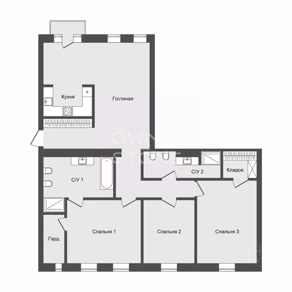 3-комн. квартира, 135 м²