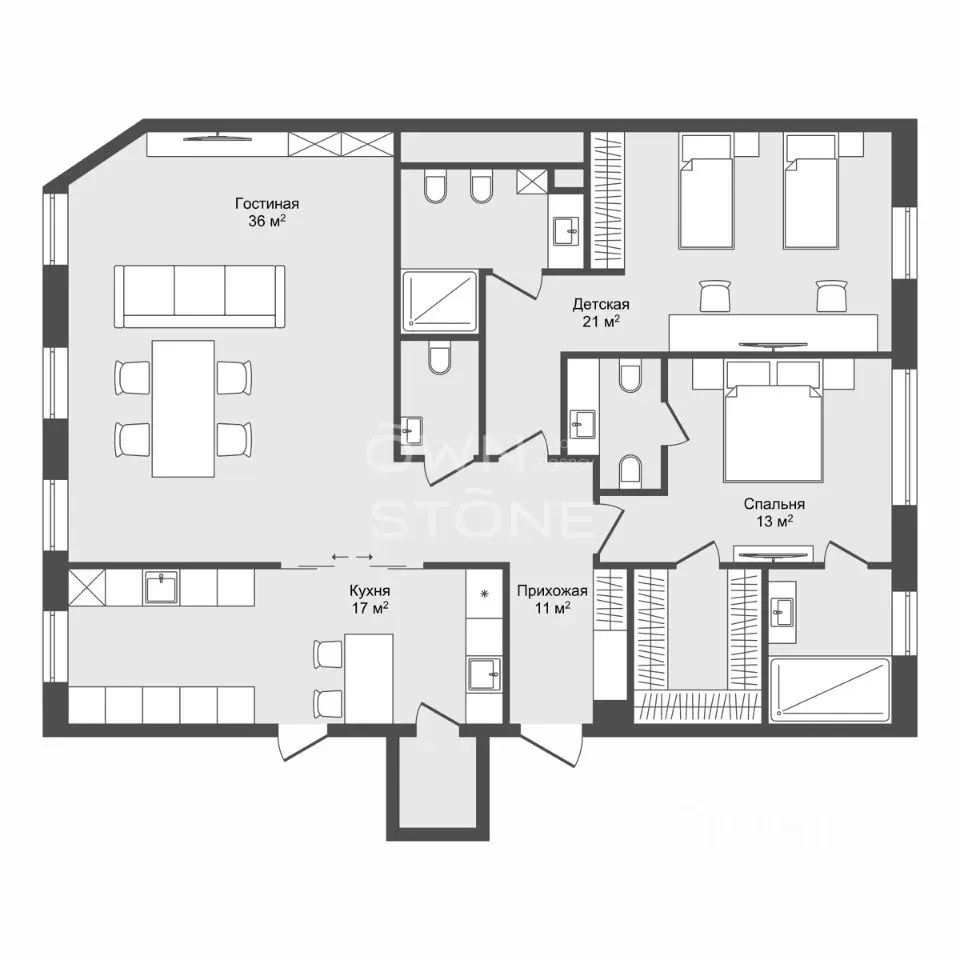 3-комн. квартира, 135 м²