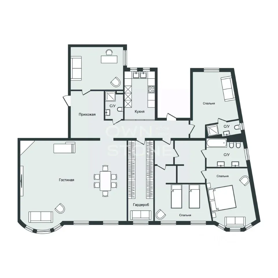 5-комн. квартира, 250 м²