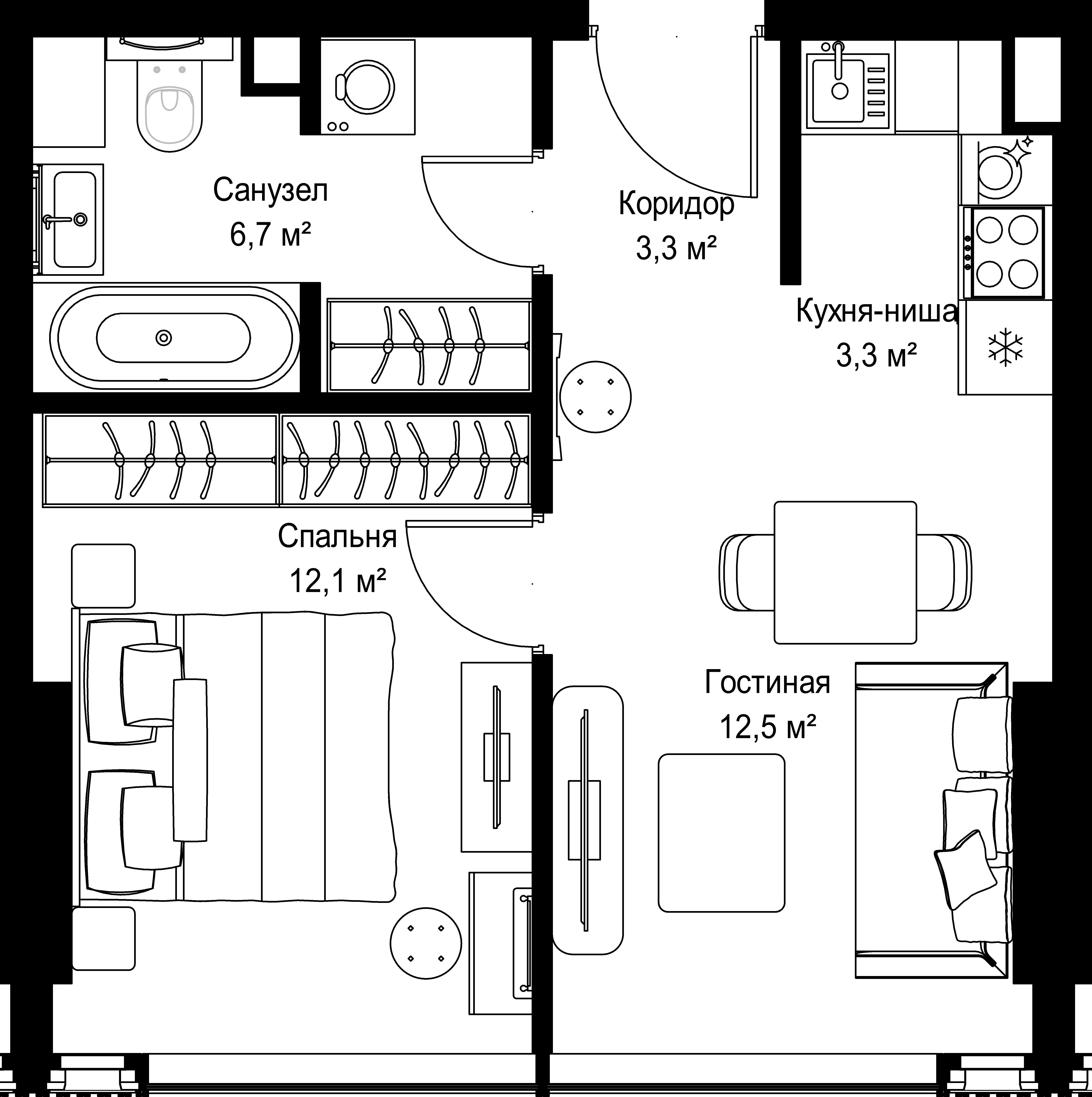 1-комнатная, 37,9 м² — 40 614 777 ₽