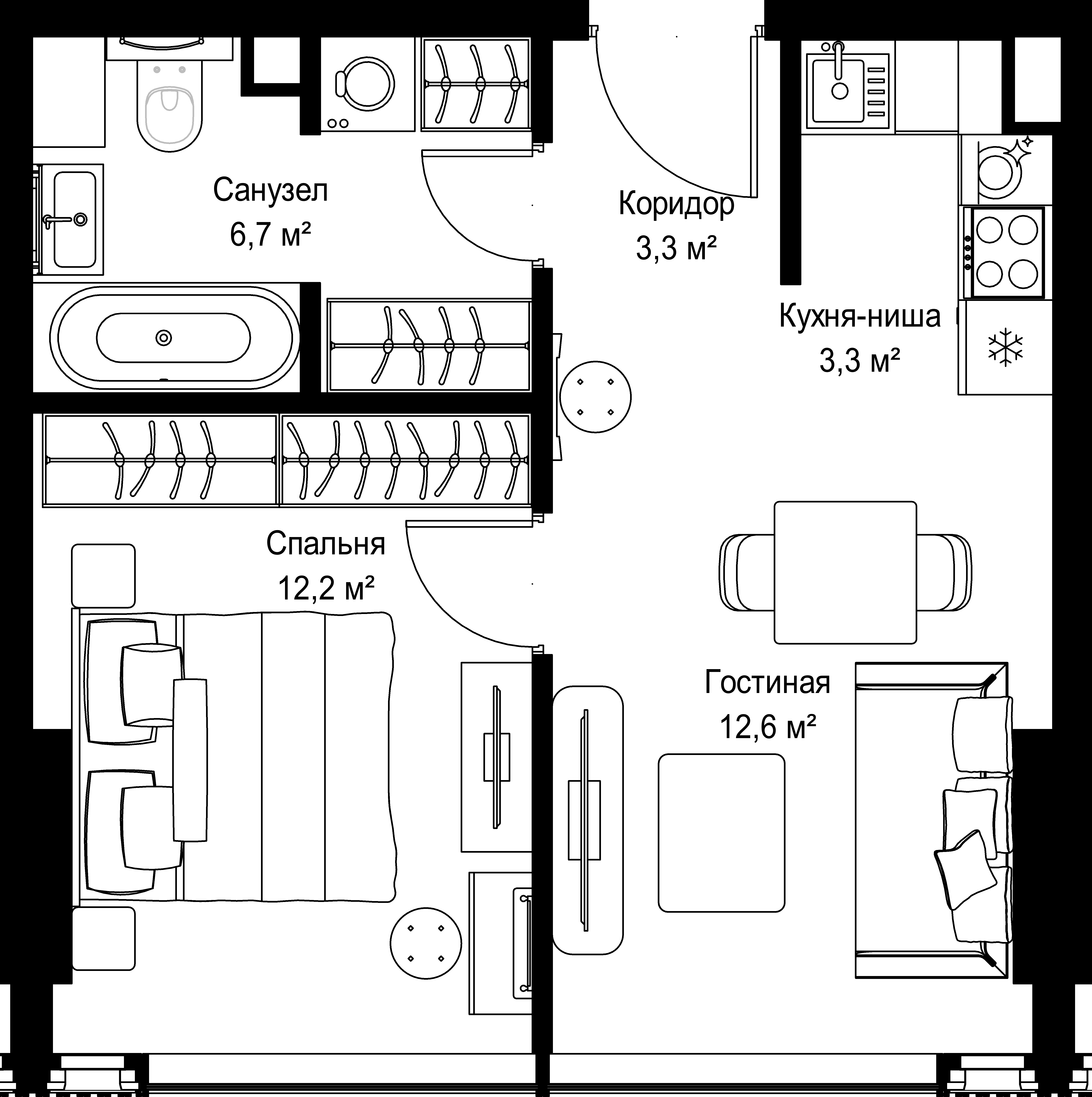 1-комнатная, 38,1 м² — 40 962 834 ₽