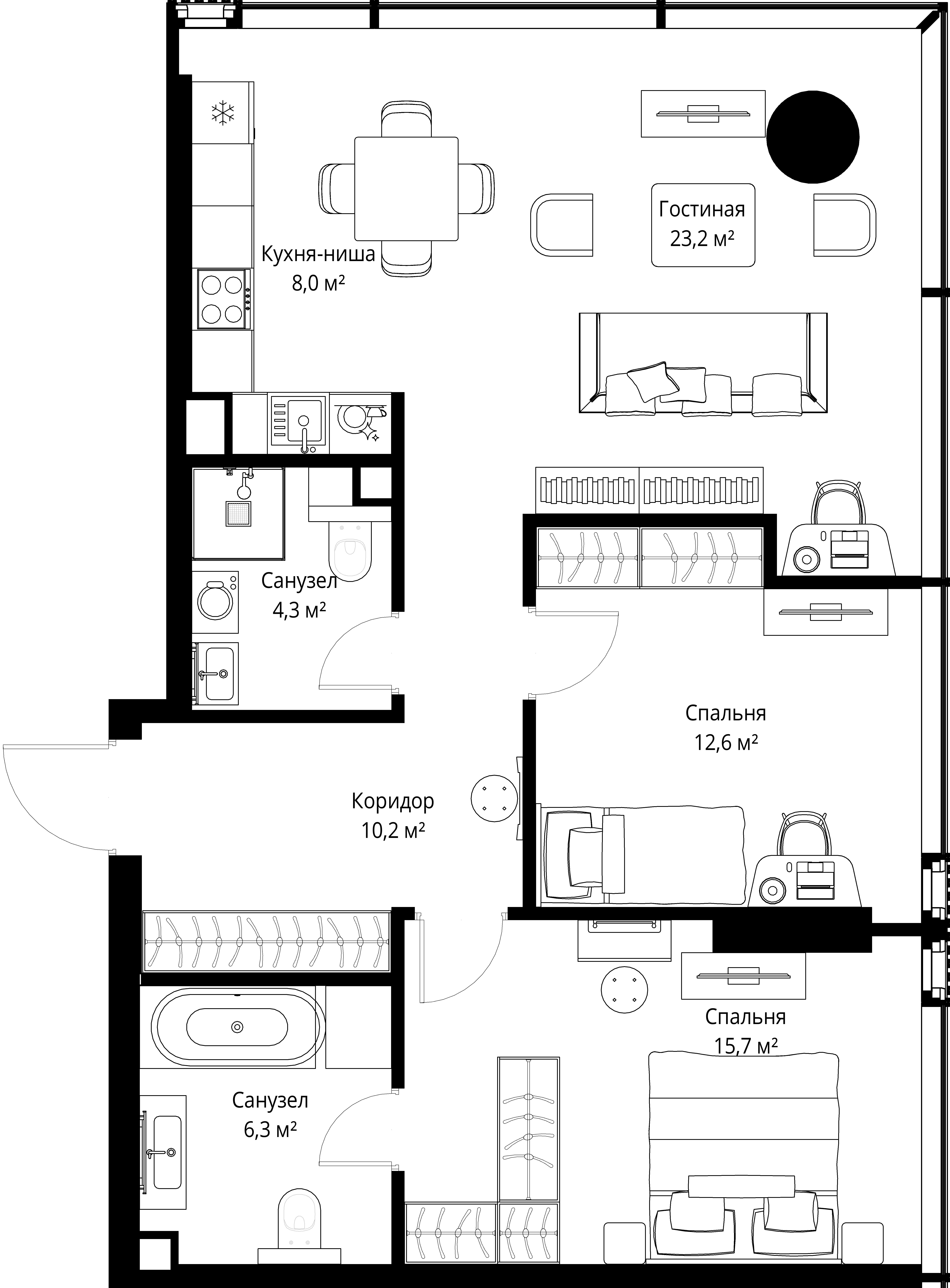 2-комнатная, 80,3 м² — 69 552 648 ₽