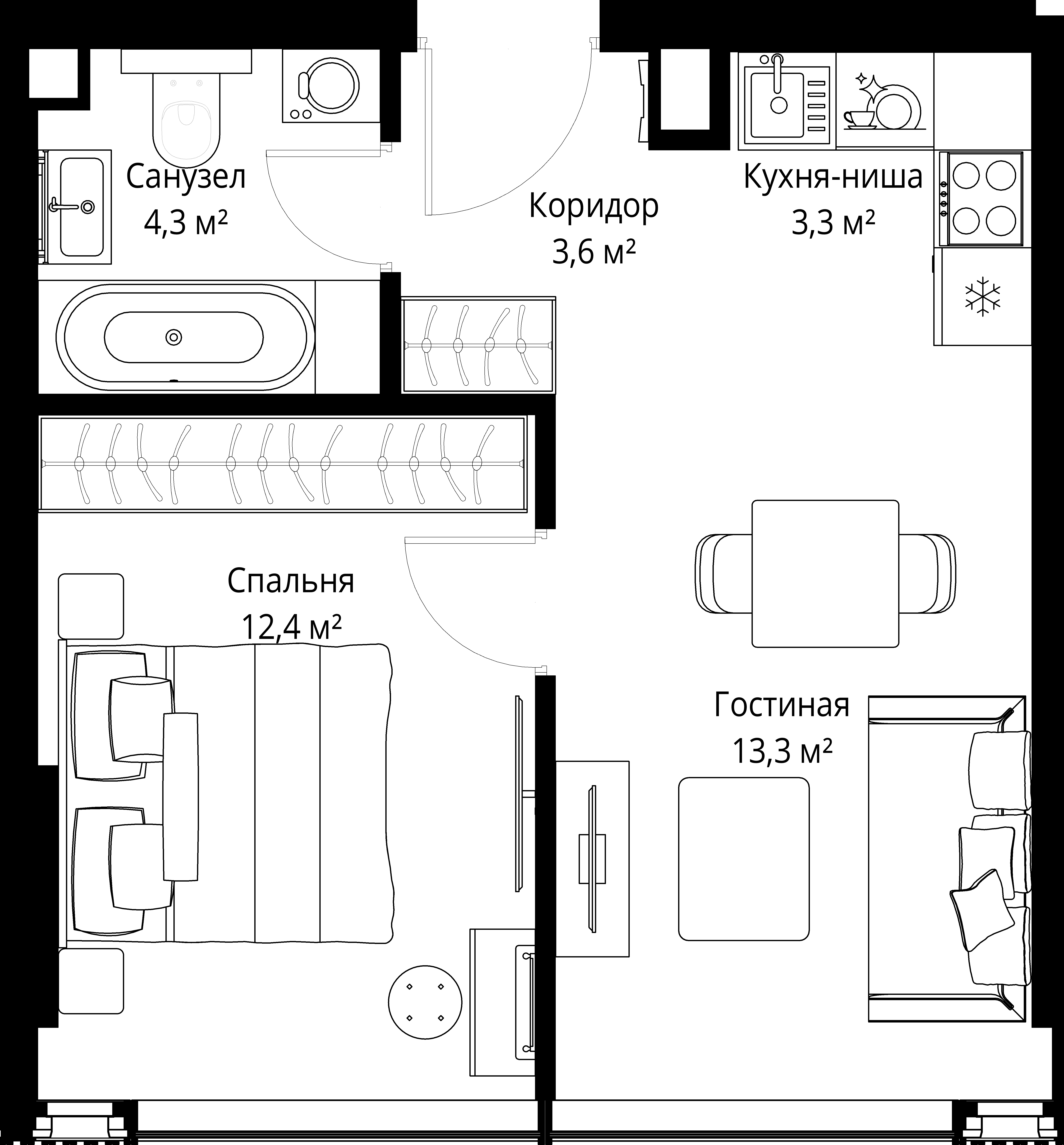 1-комнатная, 36,9 м² — 40 263 804 ₽