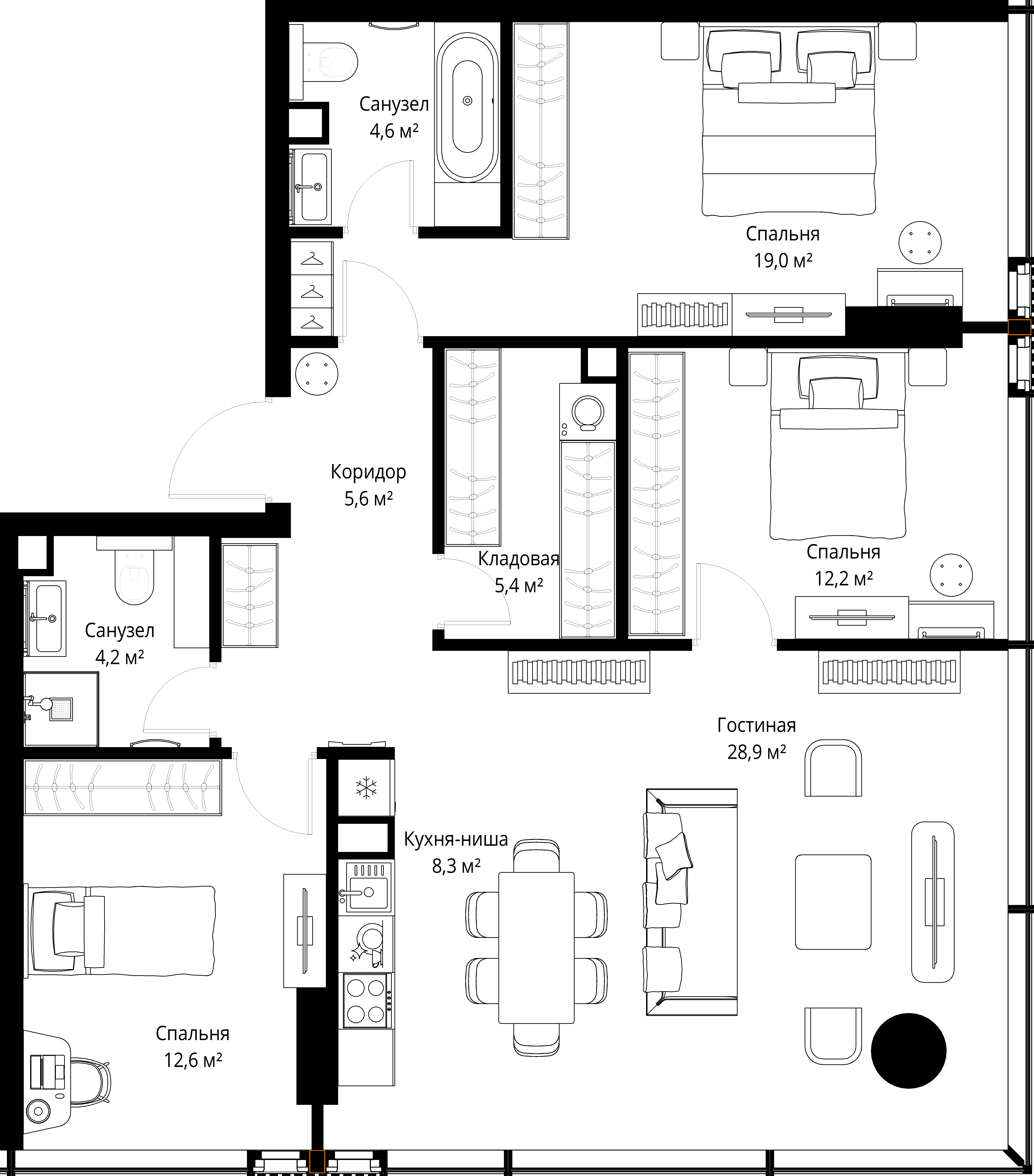 3-комнатная, 100,8 м² — 99 338 400 ₽