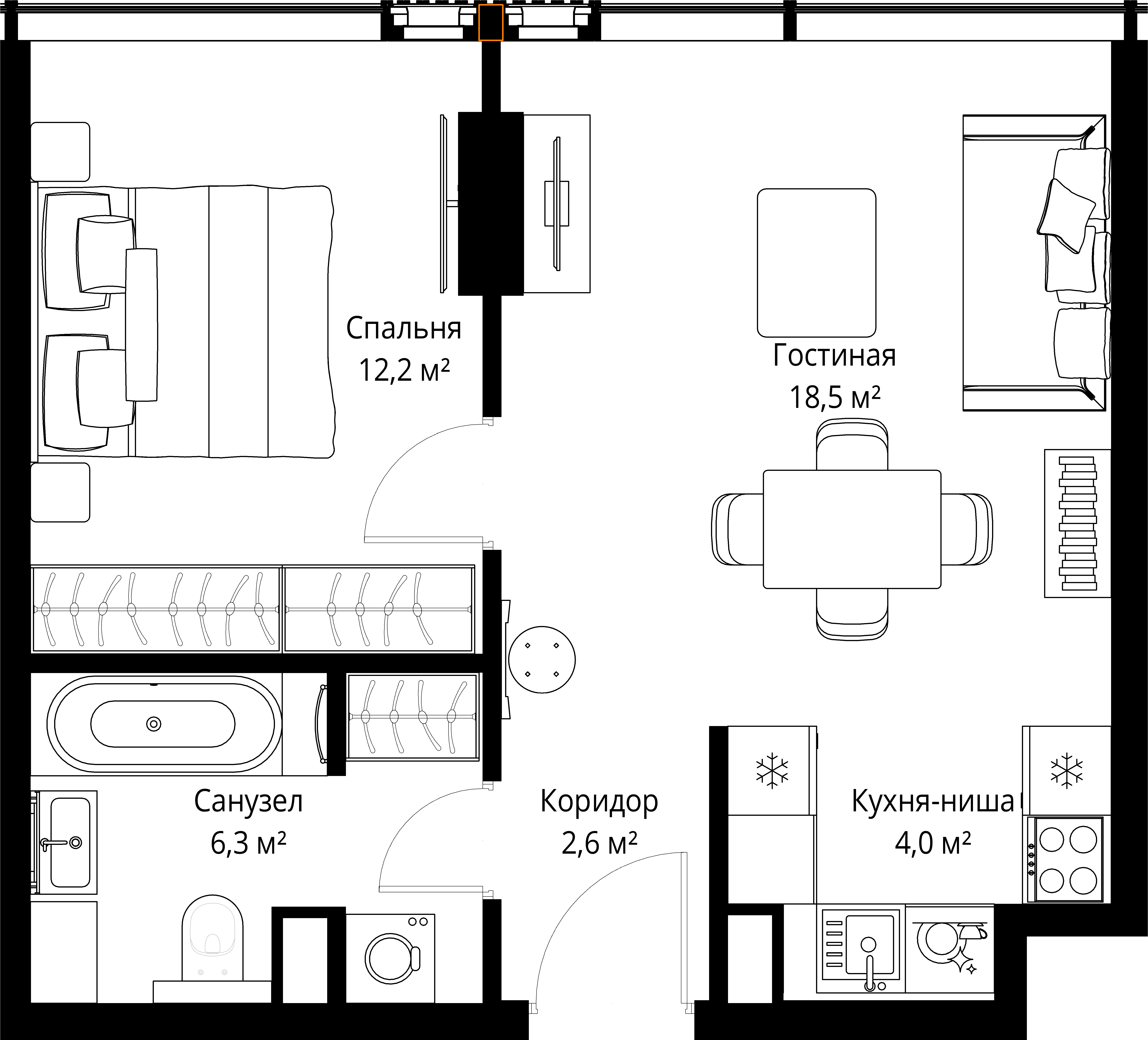 1-комнатная, 43,6 м² — 44 827 776 ₽