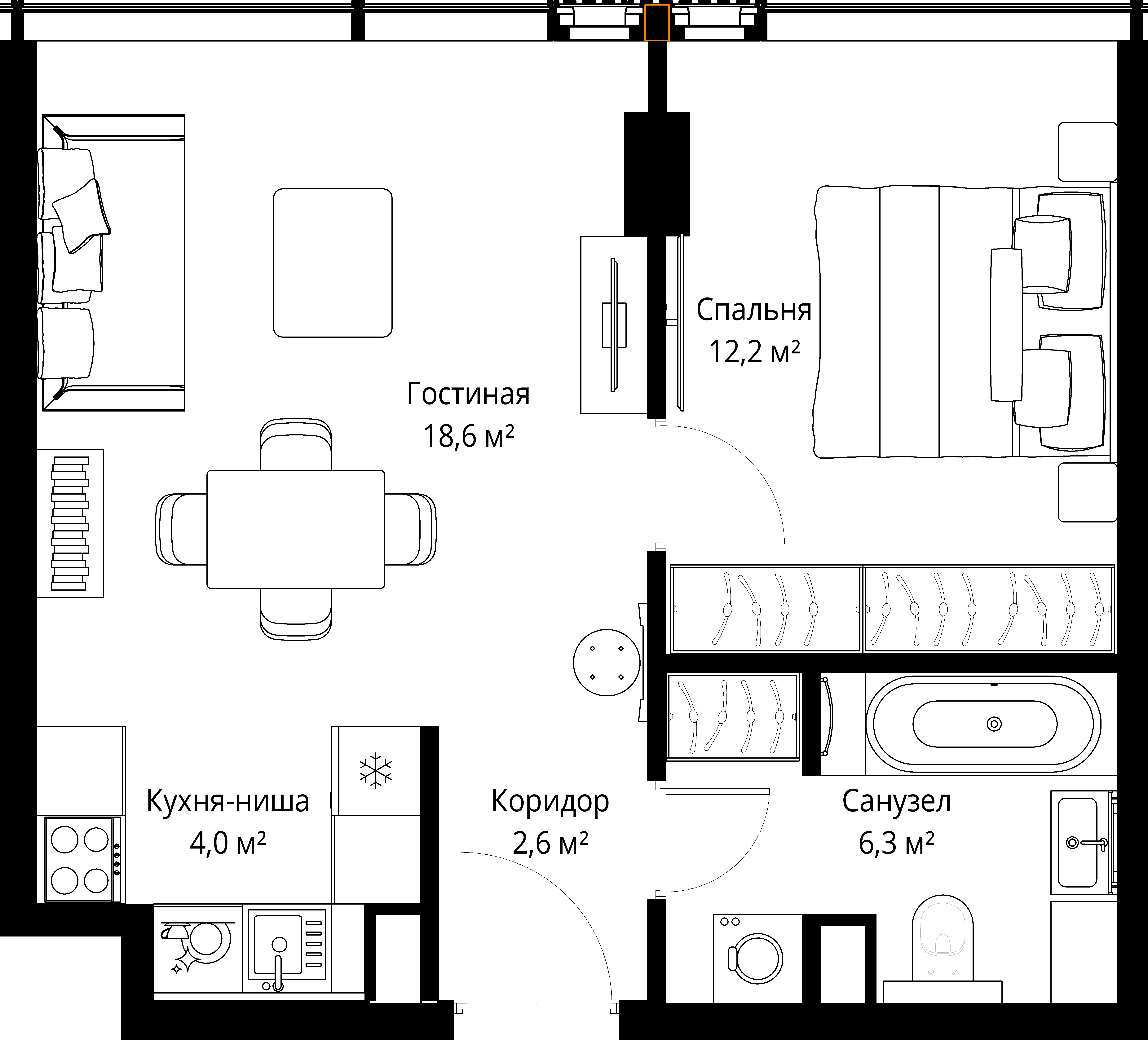 1-комнатная, 43,7 м² — 45 414 351 ₽