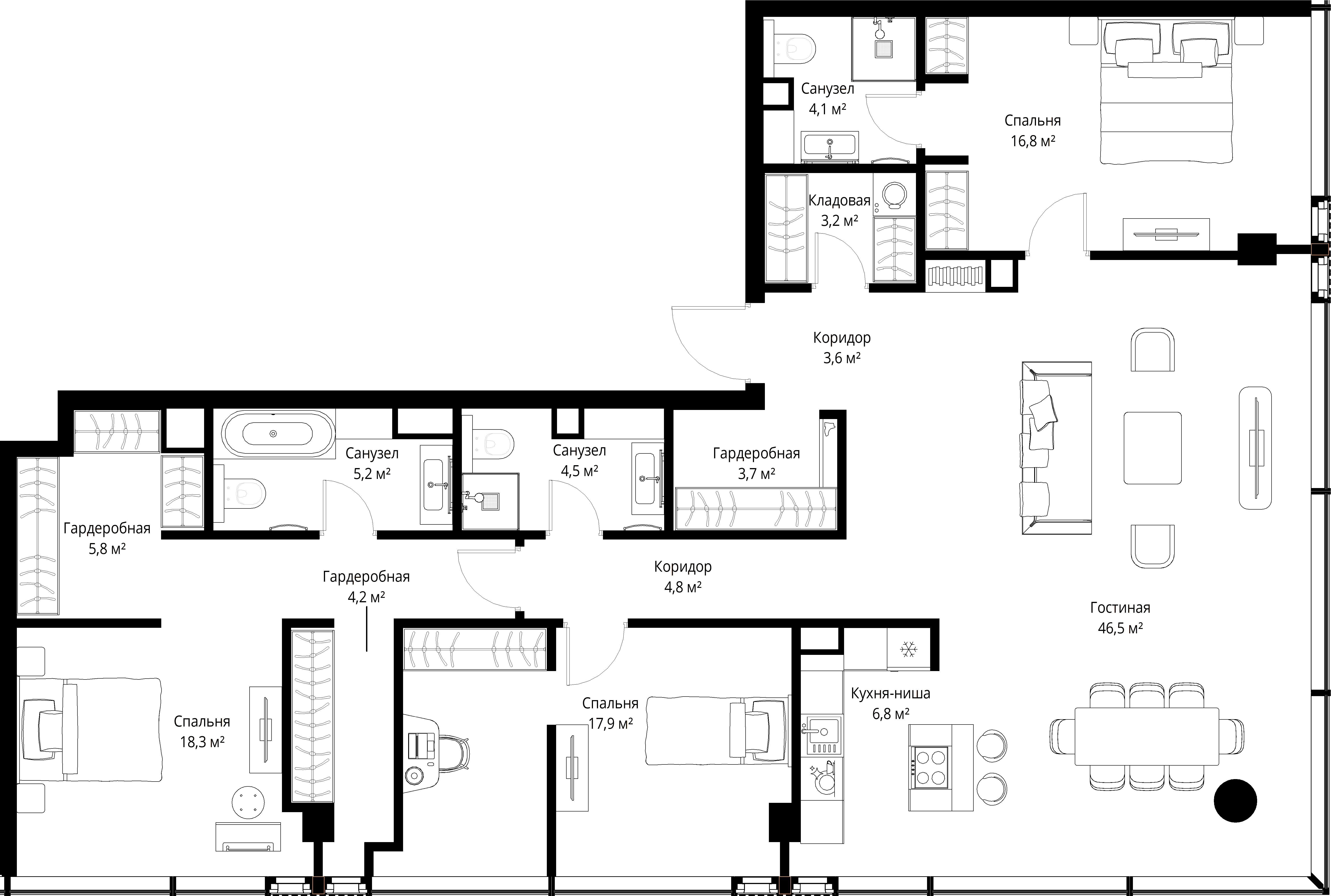 3-комнатная, 145,4 м² — 238 066 909 ₽