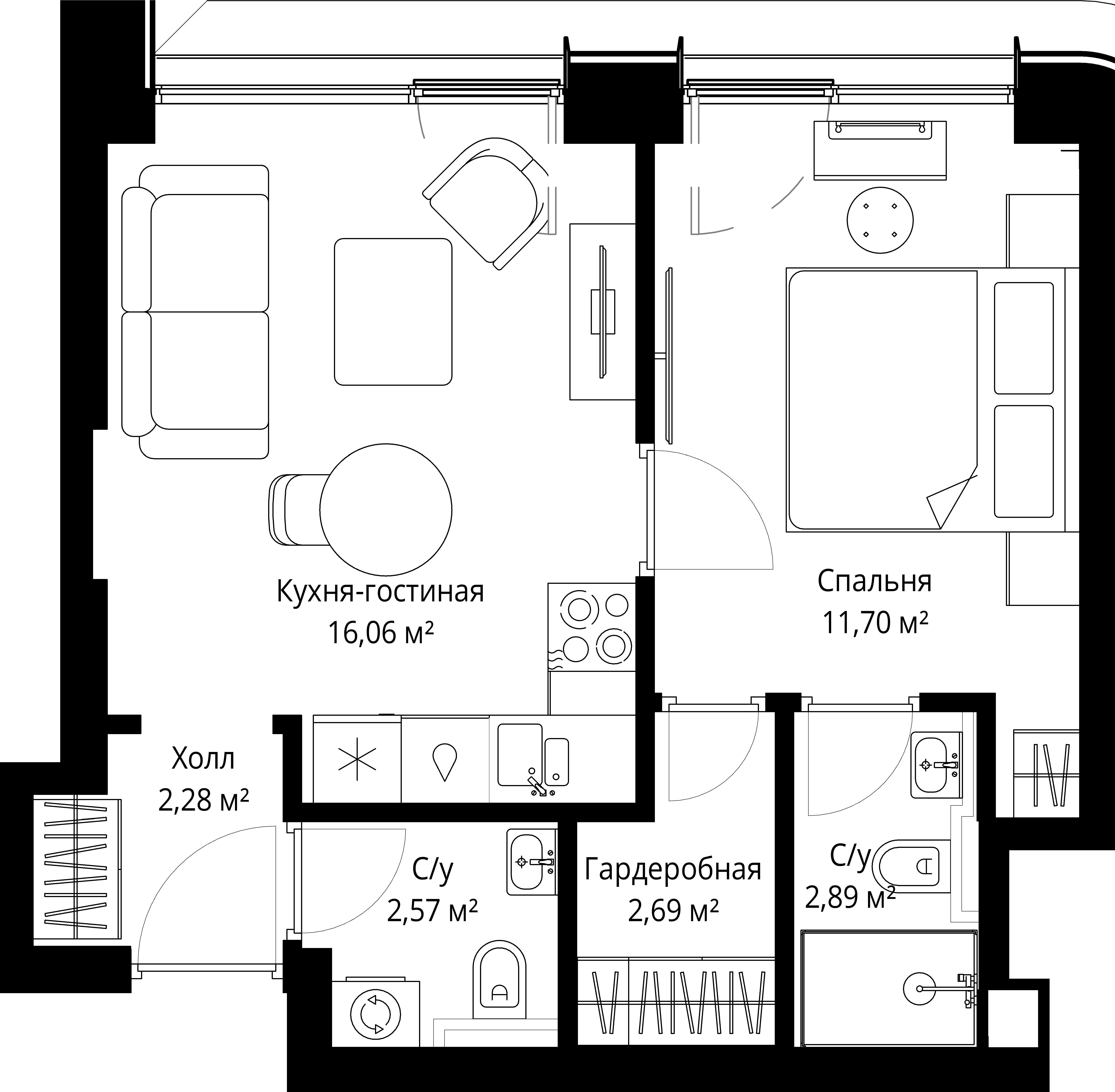 1-комнатная, 38,19 м² — 21 029 157 ₽
