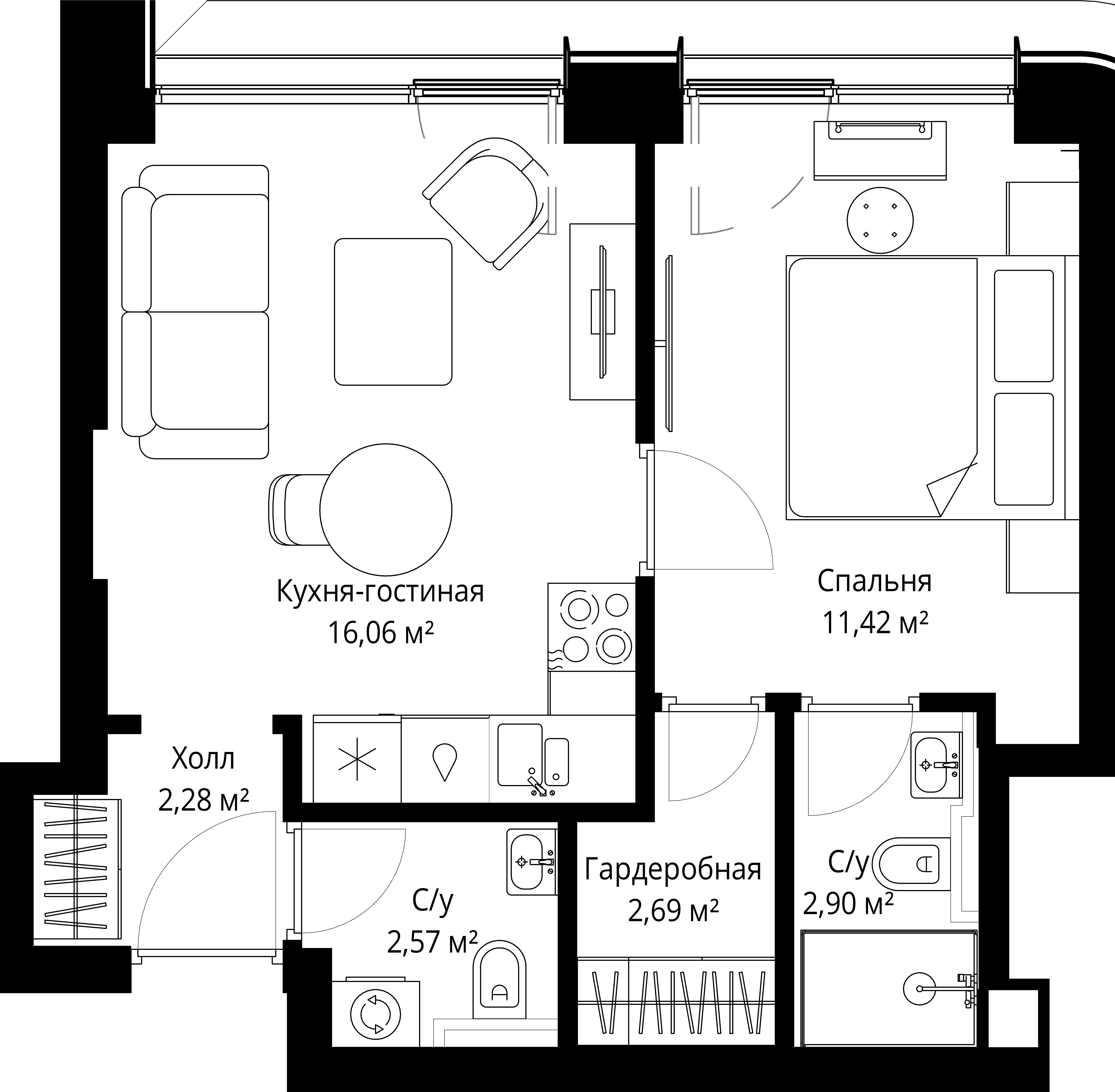 1-комнатная, 37,92 м² — 21 319 507 ₽