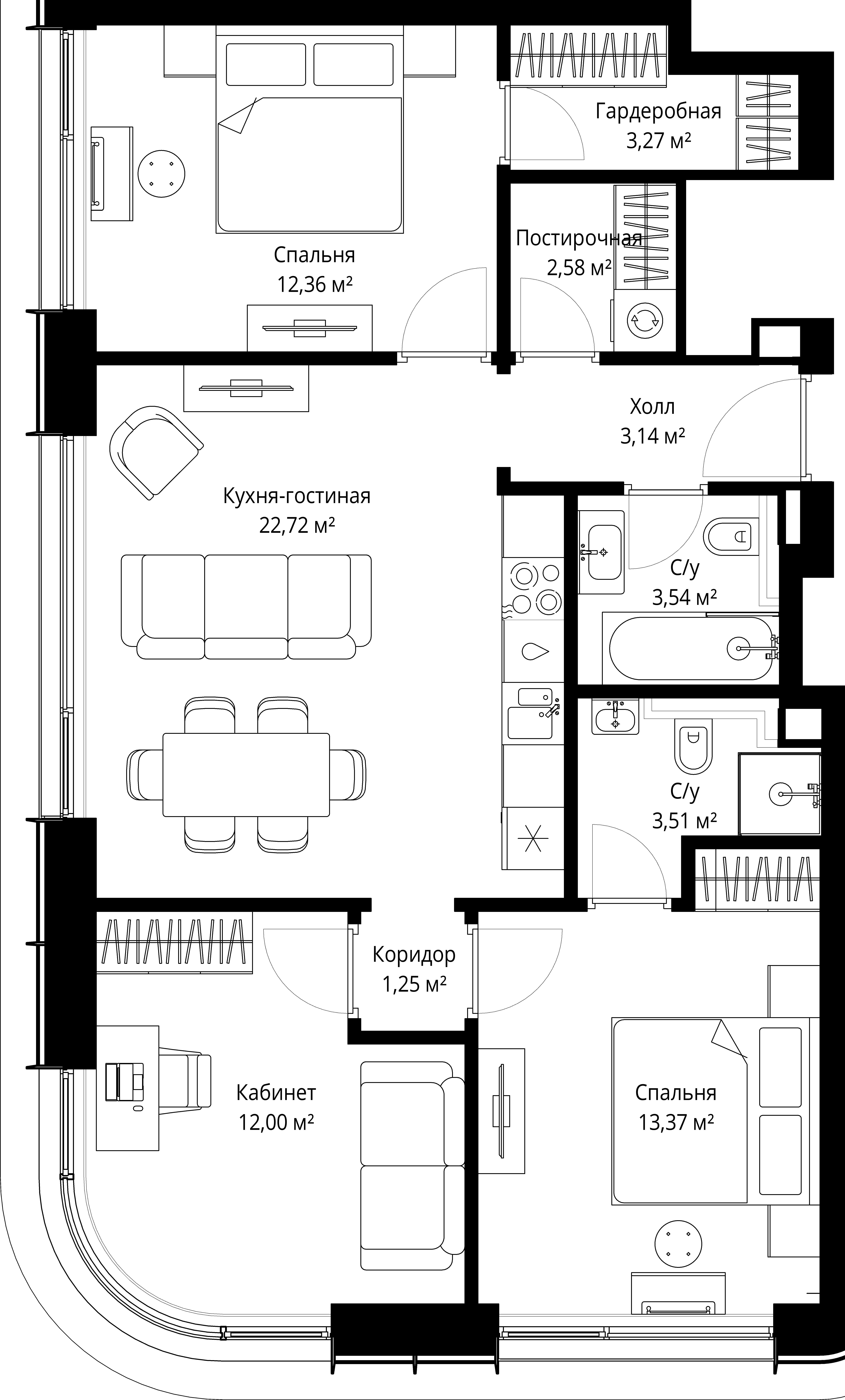 3-комнатная, 77,74 м² — 40 285 020 ₽