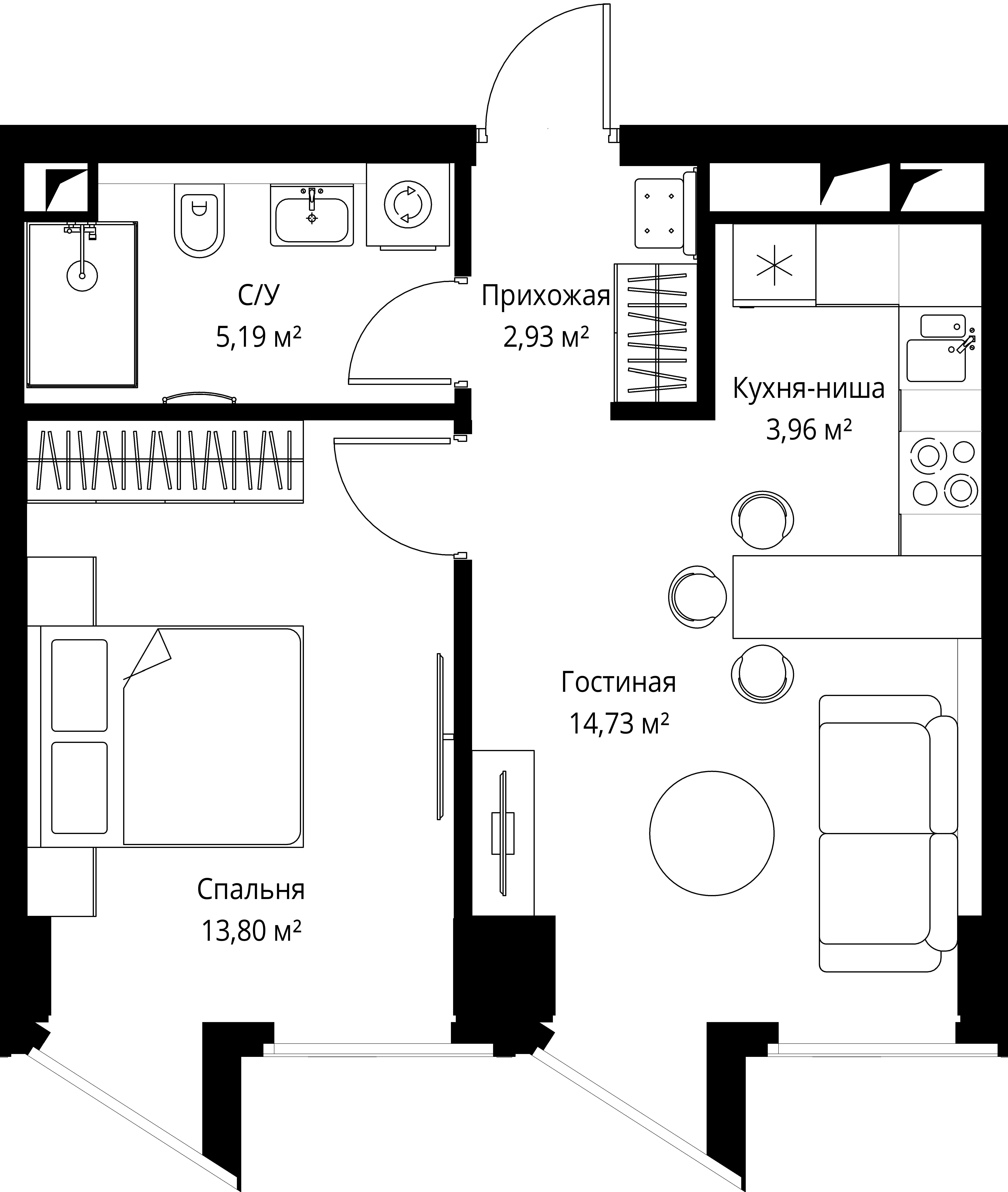 1-комнатная, 40,4 м² — 30 847 824 ₽
