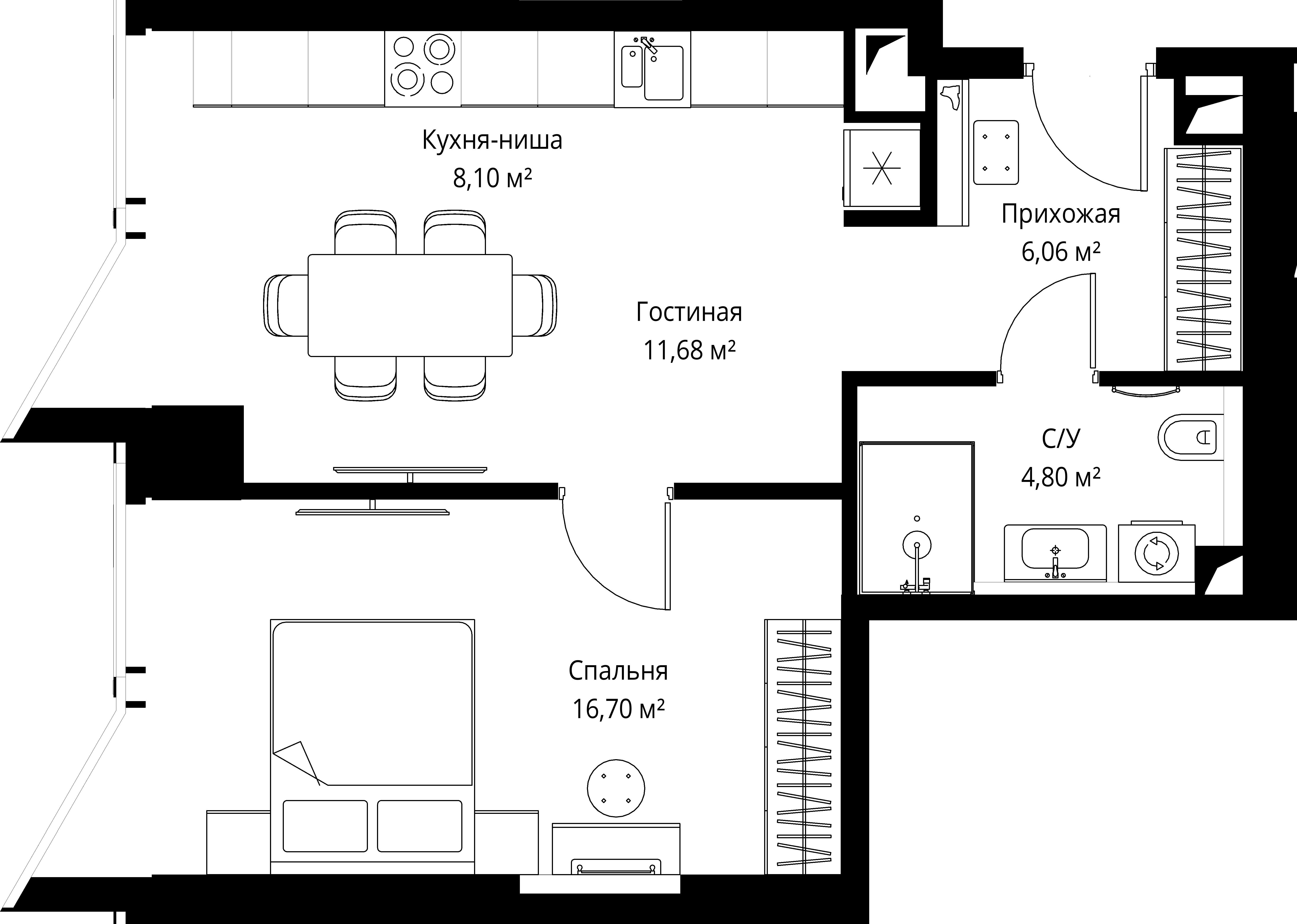 1-комнатная, 47,3 м² — 33 573 540 ₽