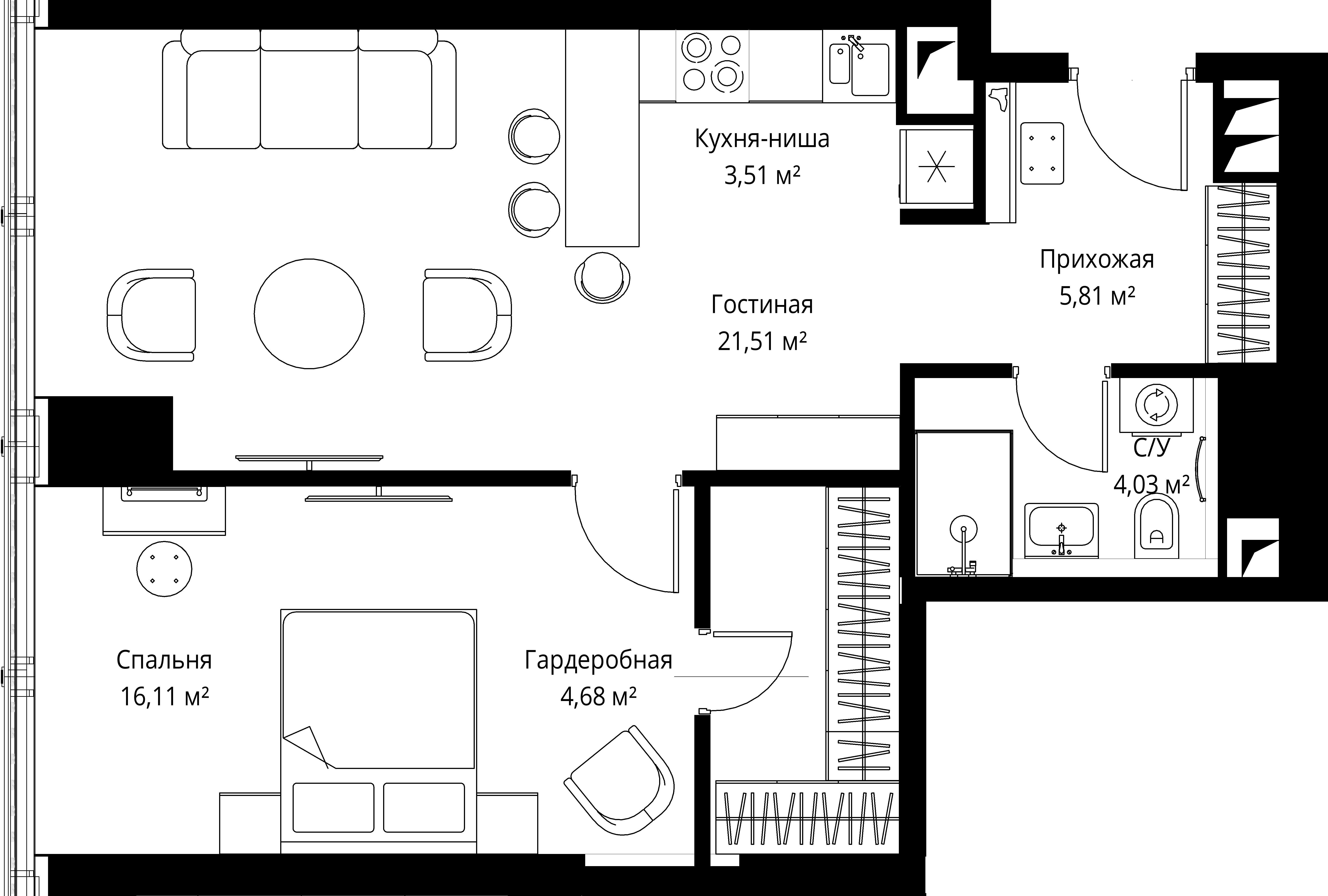 1-комнатная, 55,4 м² — 42 048 600 ₽
