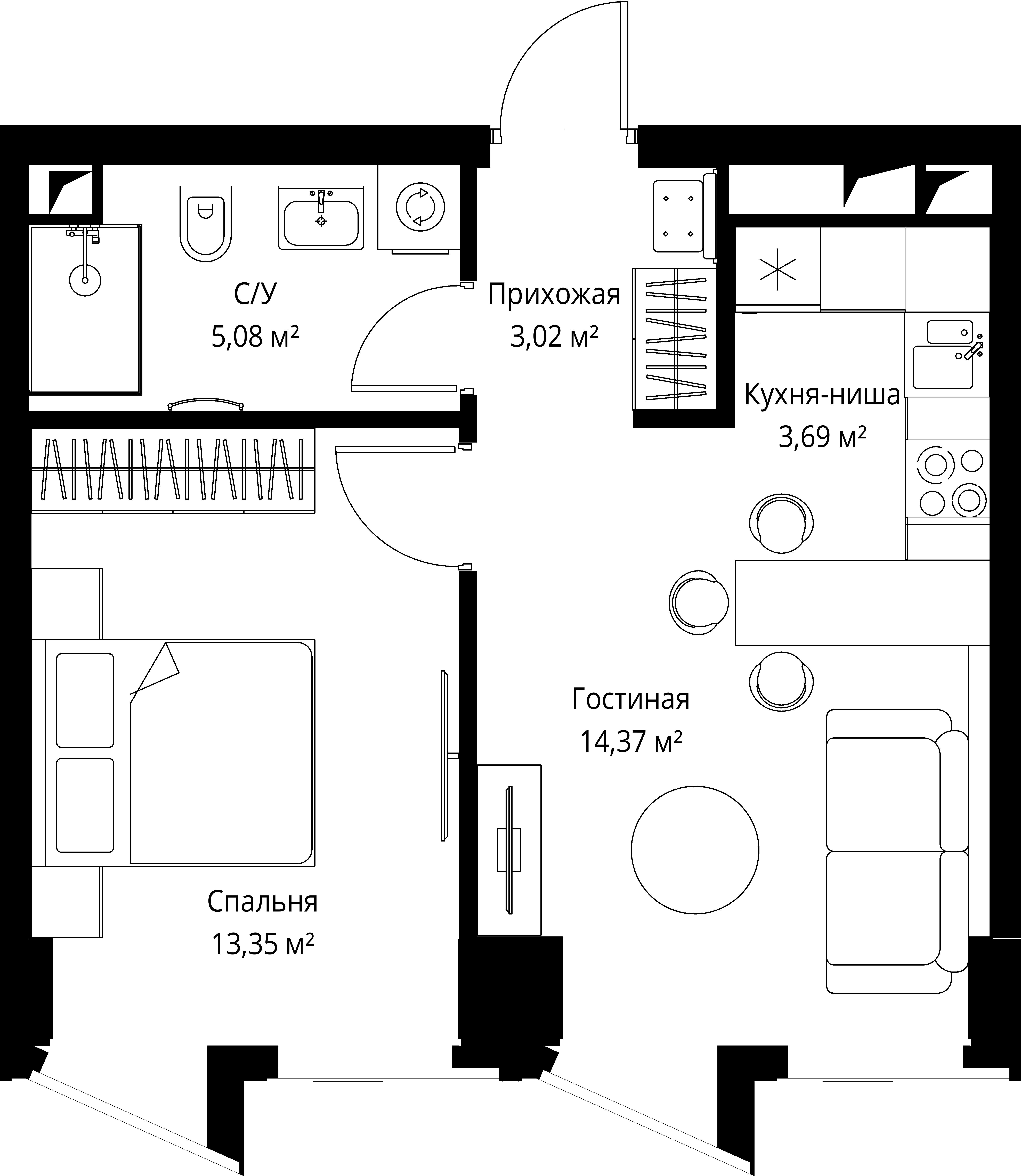 1-комнатная, 39,2 м² — 29 470 560 ₽