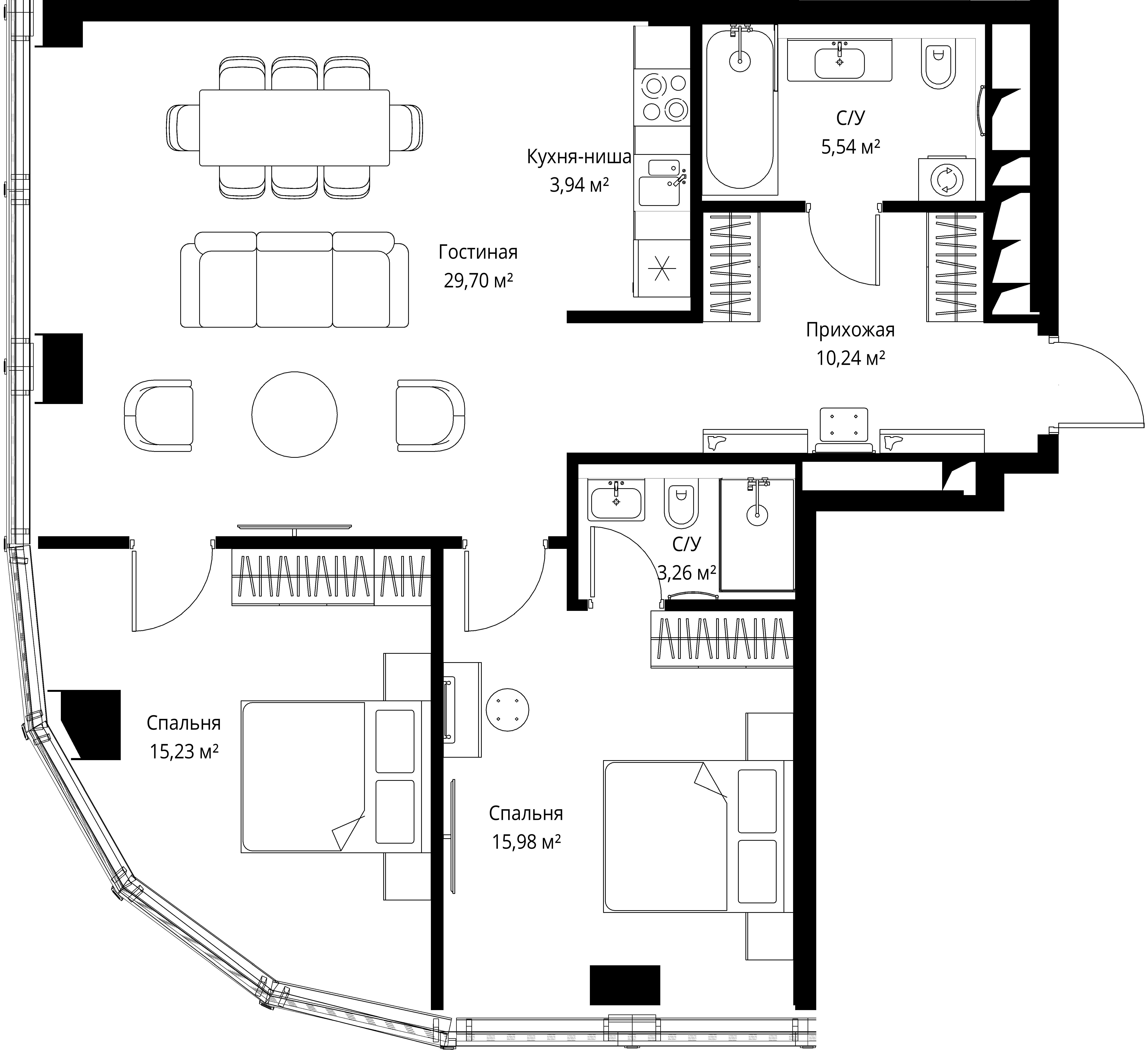 2-комнатная, 85 м² — 64 124 000 ₽