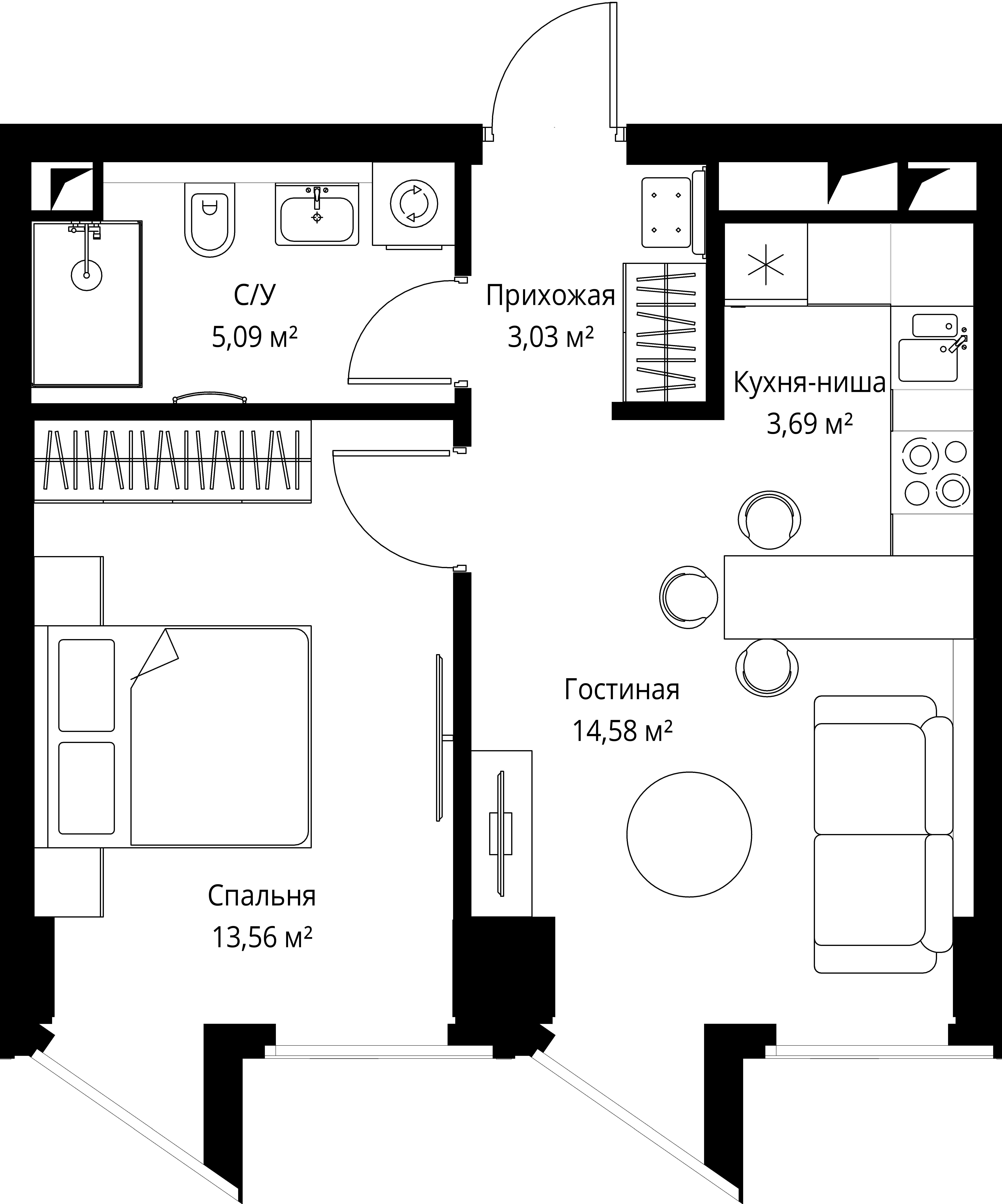 1-комнатная, 39,9 м² — 30 063 852 ₽