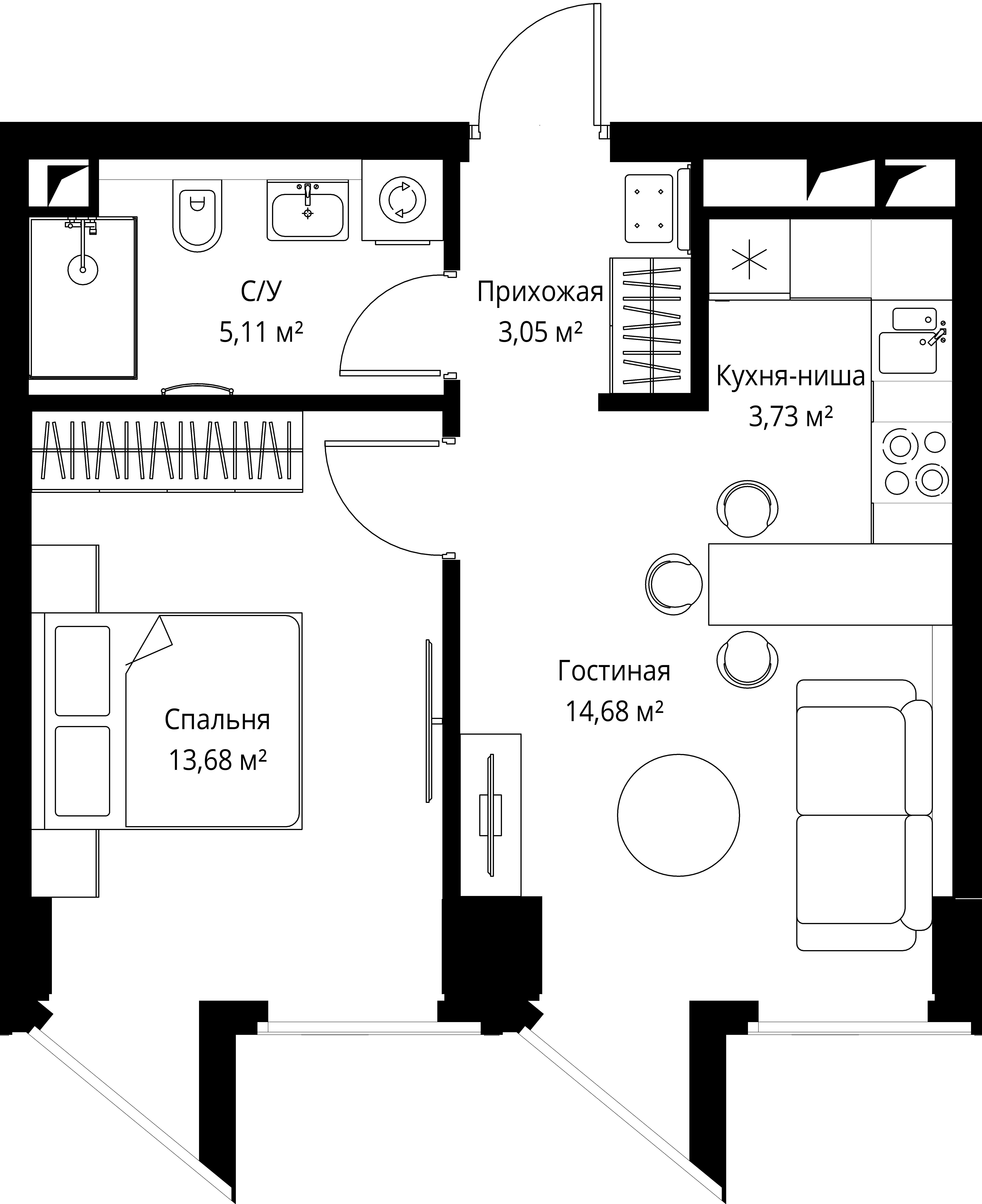 1-комнатная, 40,2 м² — 30 357 432 ₽