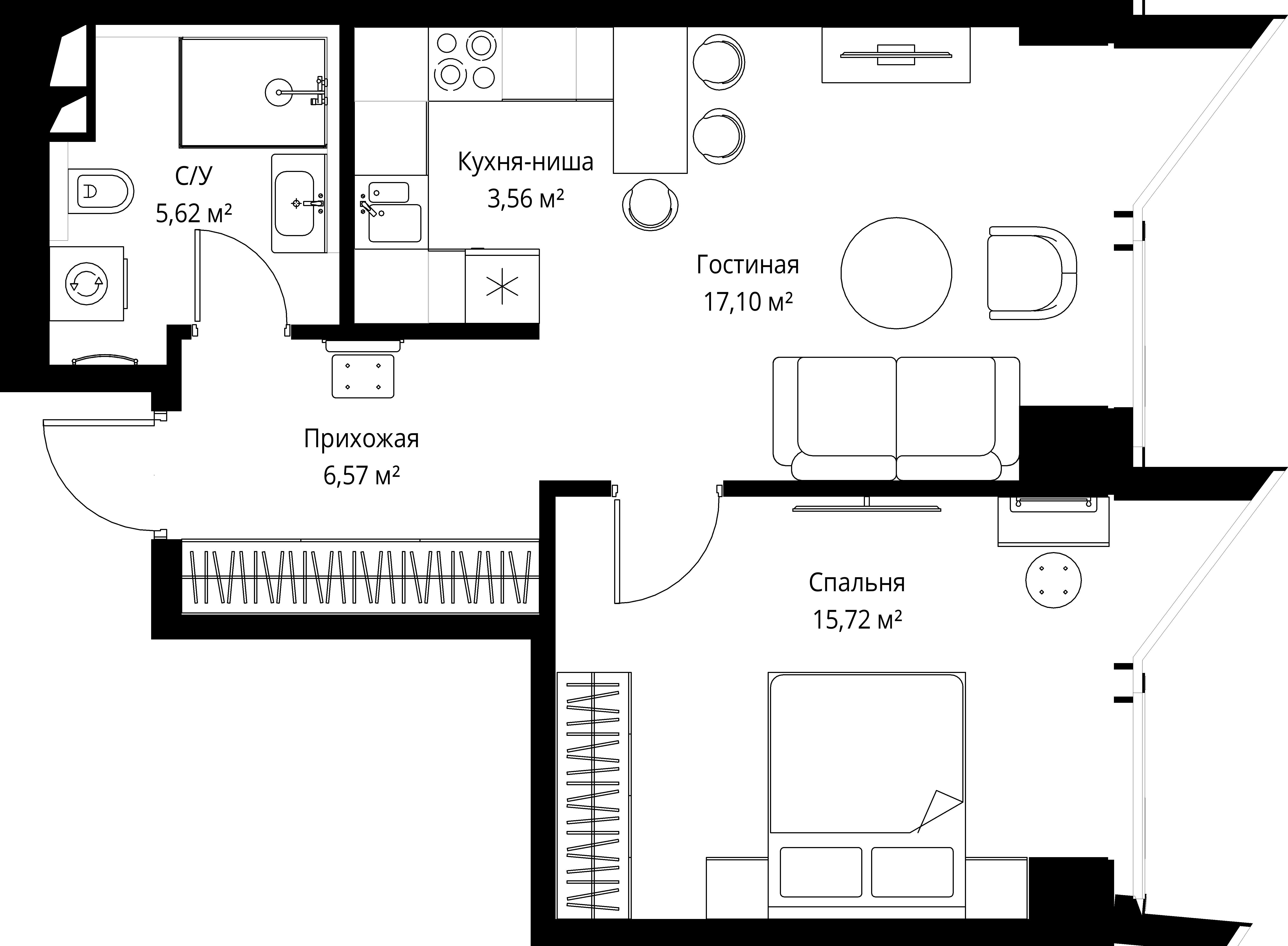 1-комнатная, 48,6 м² — 34 618 752 ₽