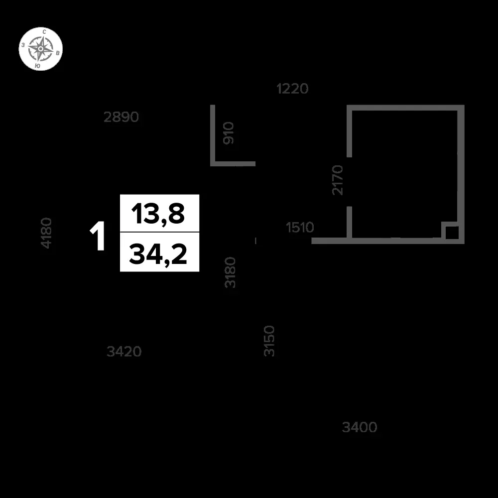1-комнатная, 34,5 м² — 10 973 415 ₽