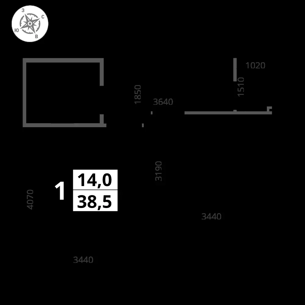 1-комнатная, 38,4 м² — 12 918 528 ₽