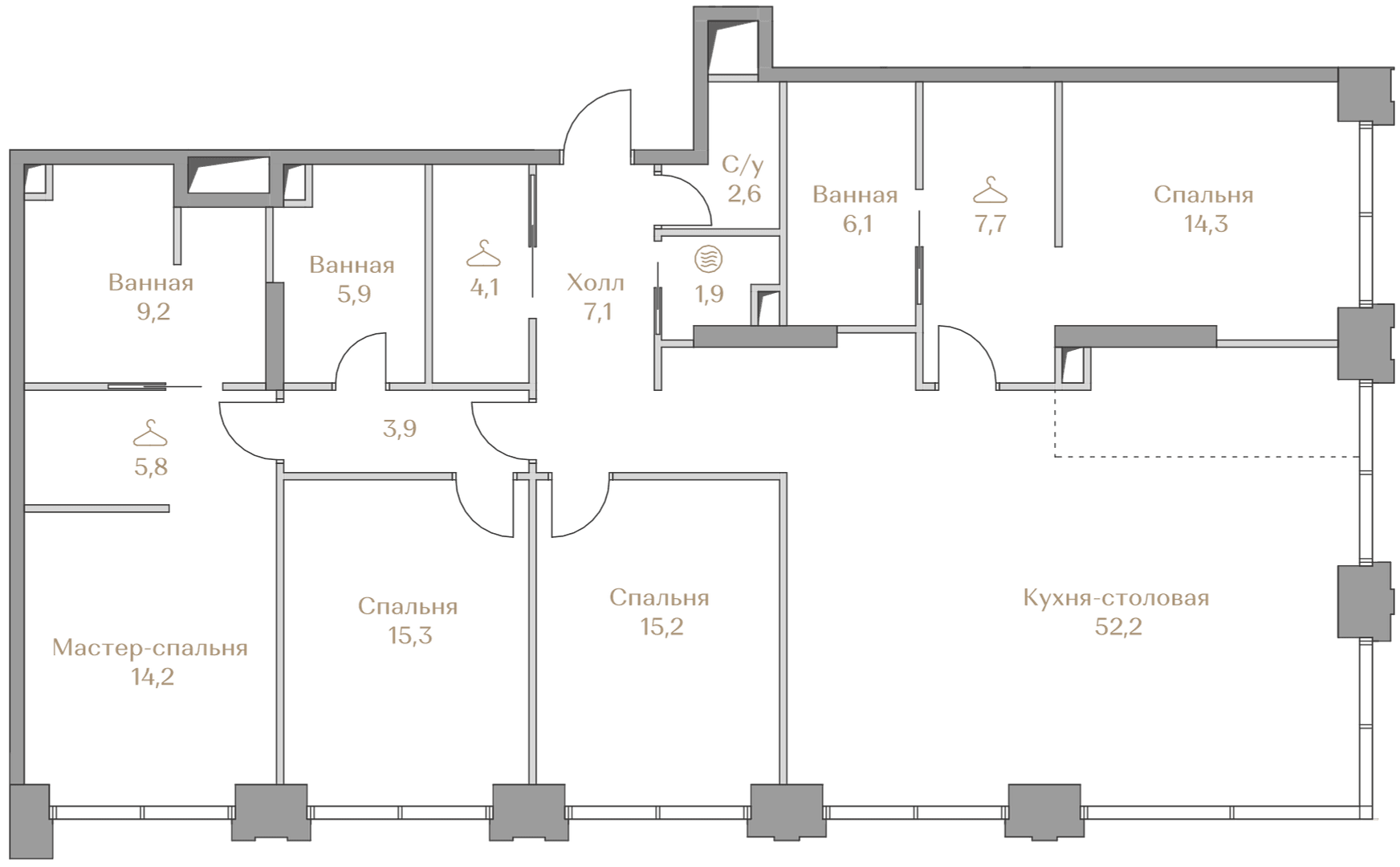 4-комнатная, 165,5 м² — 389 521 000 ₽