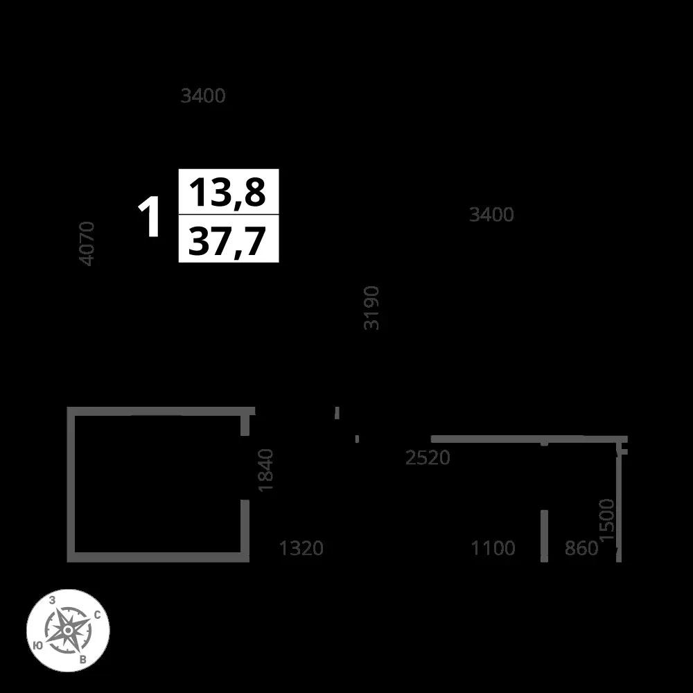 1-комнатная, 37,7 м² — 12 965 445 ₽