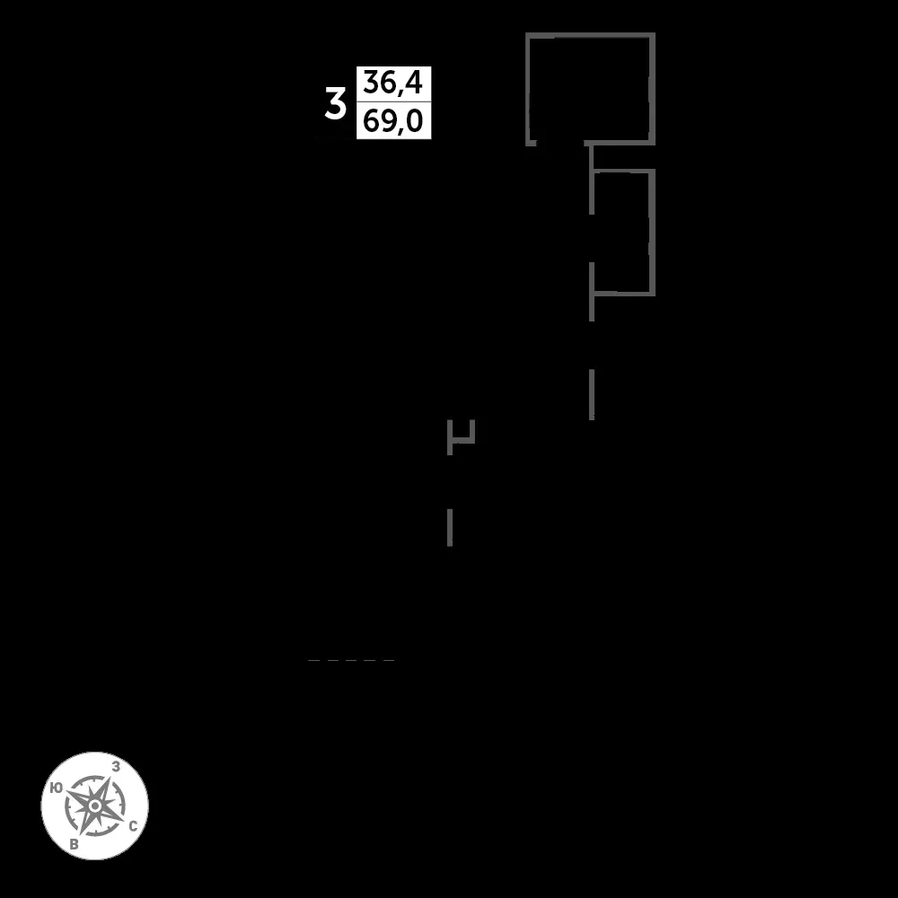 3-комнатная, 70,5 м² — 15 766 268 ₽