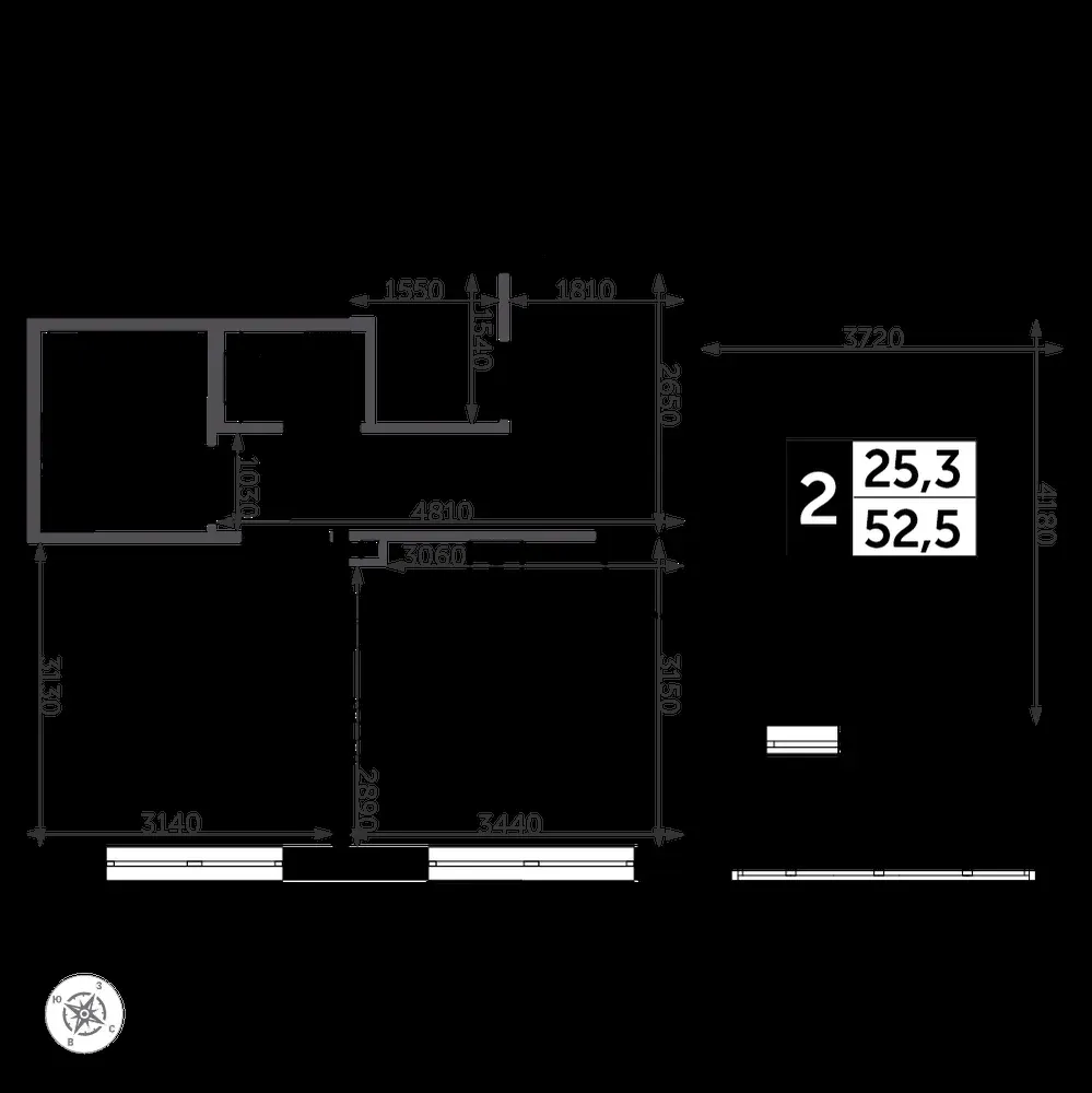 2-комнатная, 53,6 м² — 13 385 528 ₽