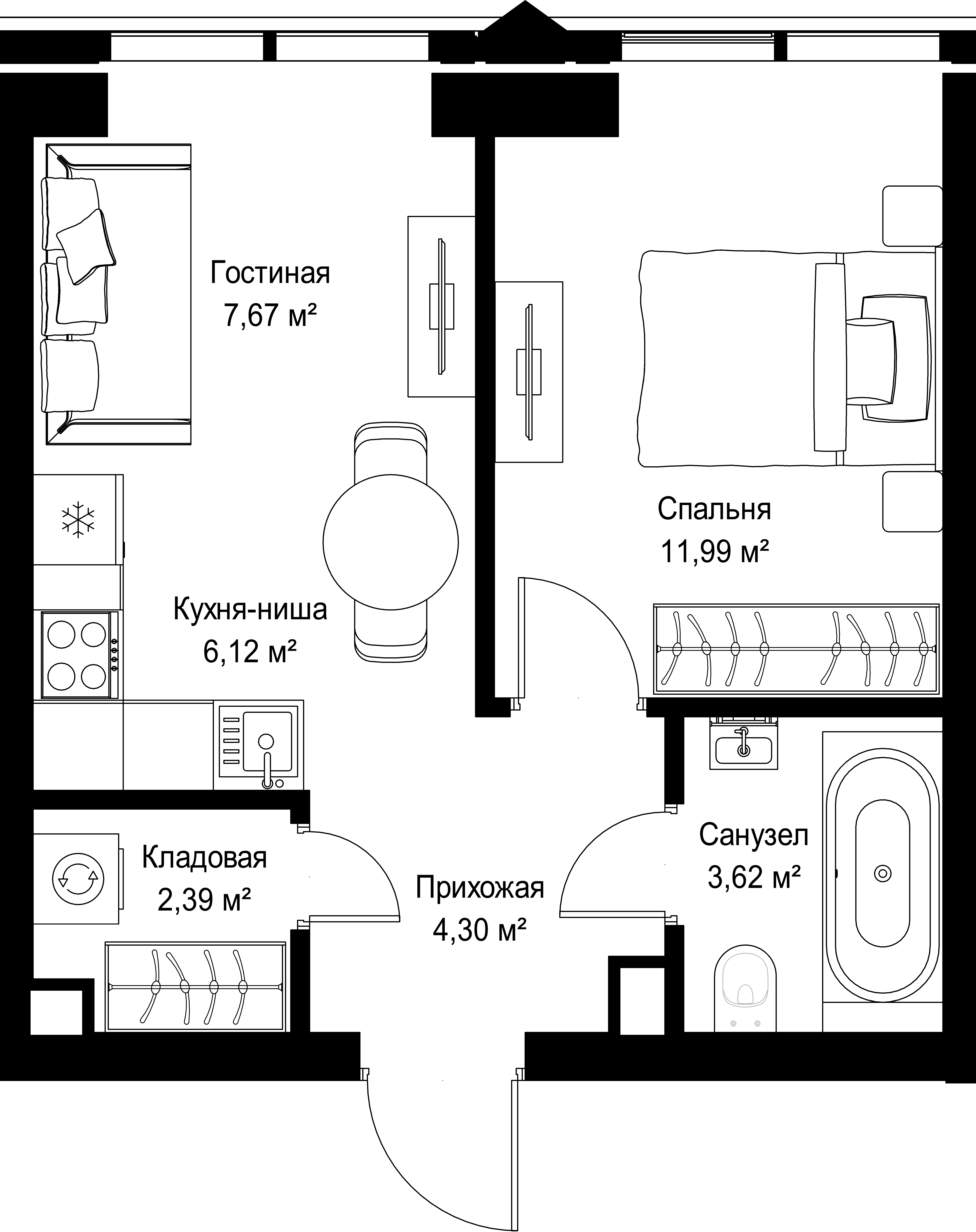 1-комнатная, 36,09 м² — 32 513 481 ₽