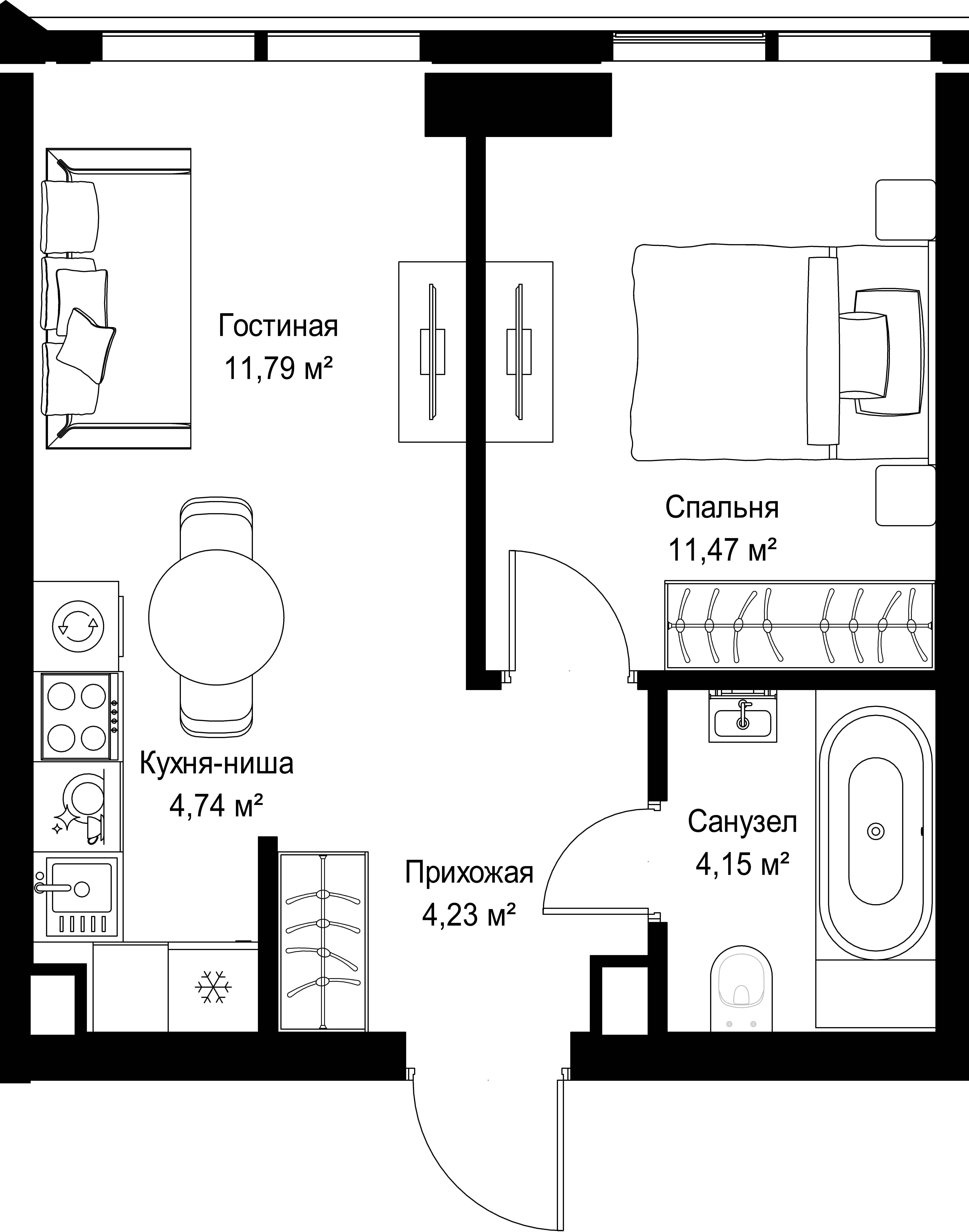 1-комнатная, 36,38 м² — 33 593 292 ₽